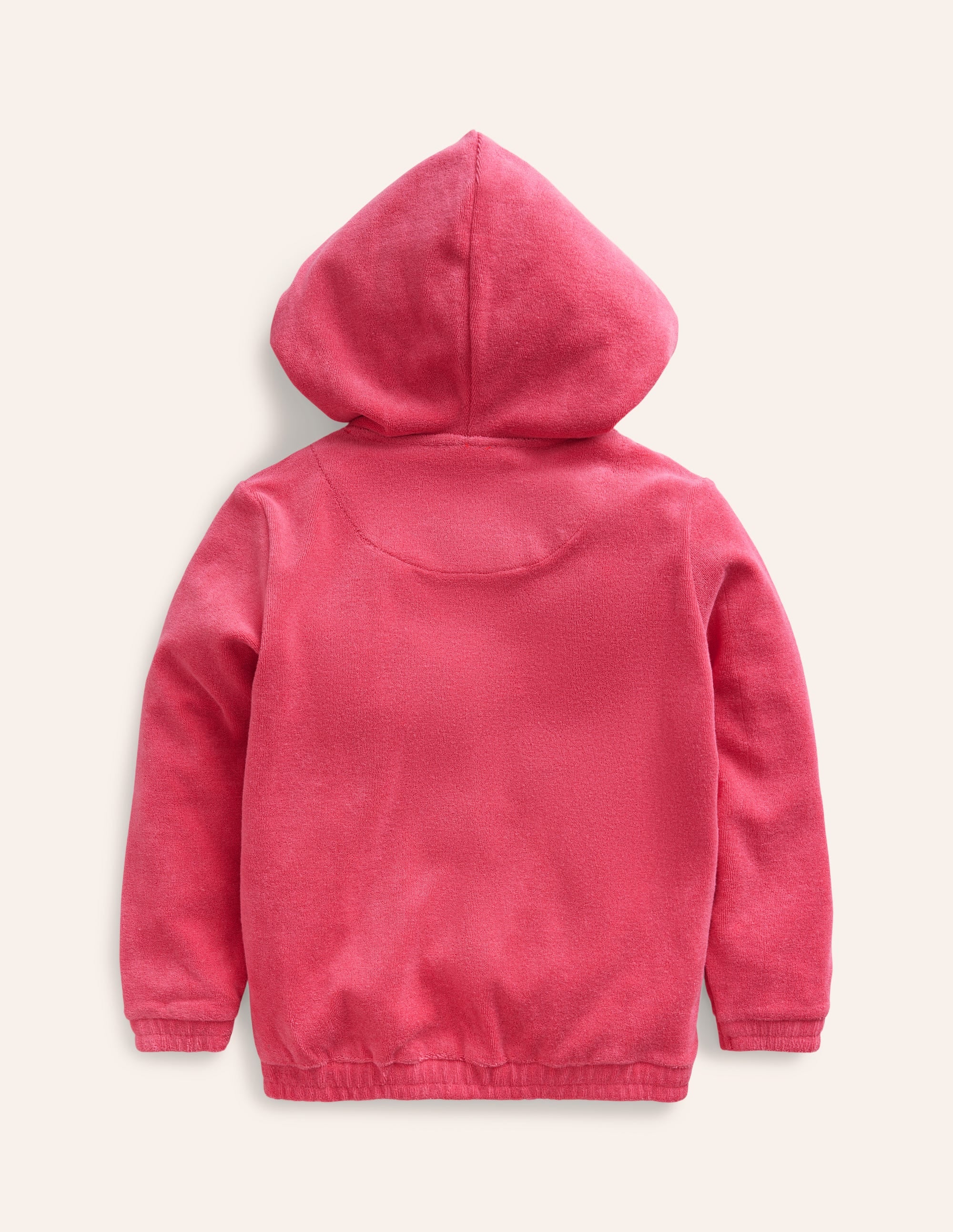 Zip-Through Towelling Hoodie-Rose Pink - Image 2