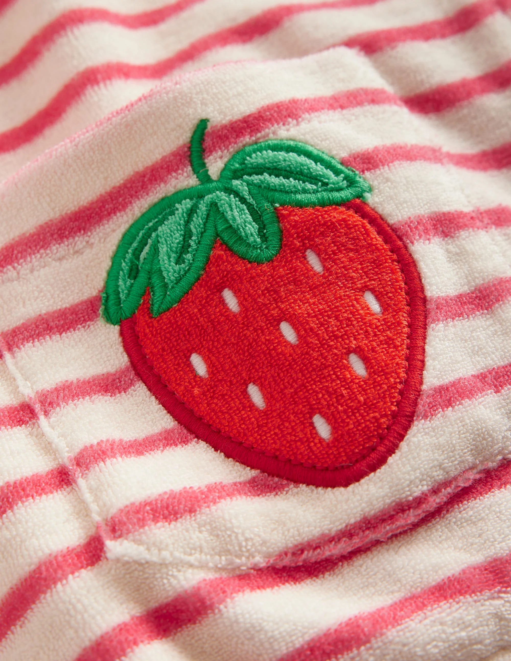 Zip-Through Towelling Hoodie-Vanilla Pod/ Jam Red Stripe - Image 3