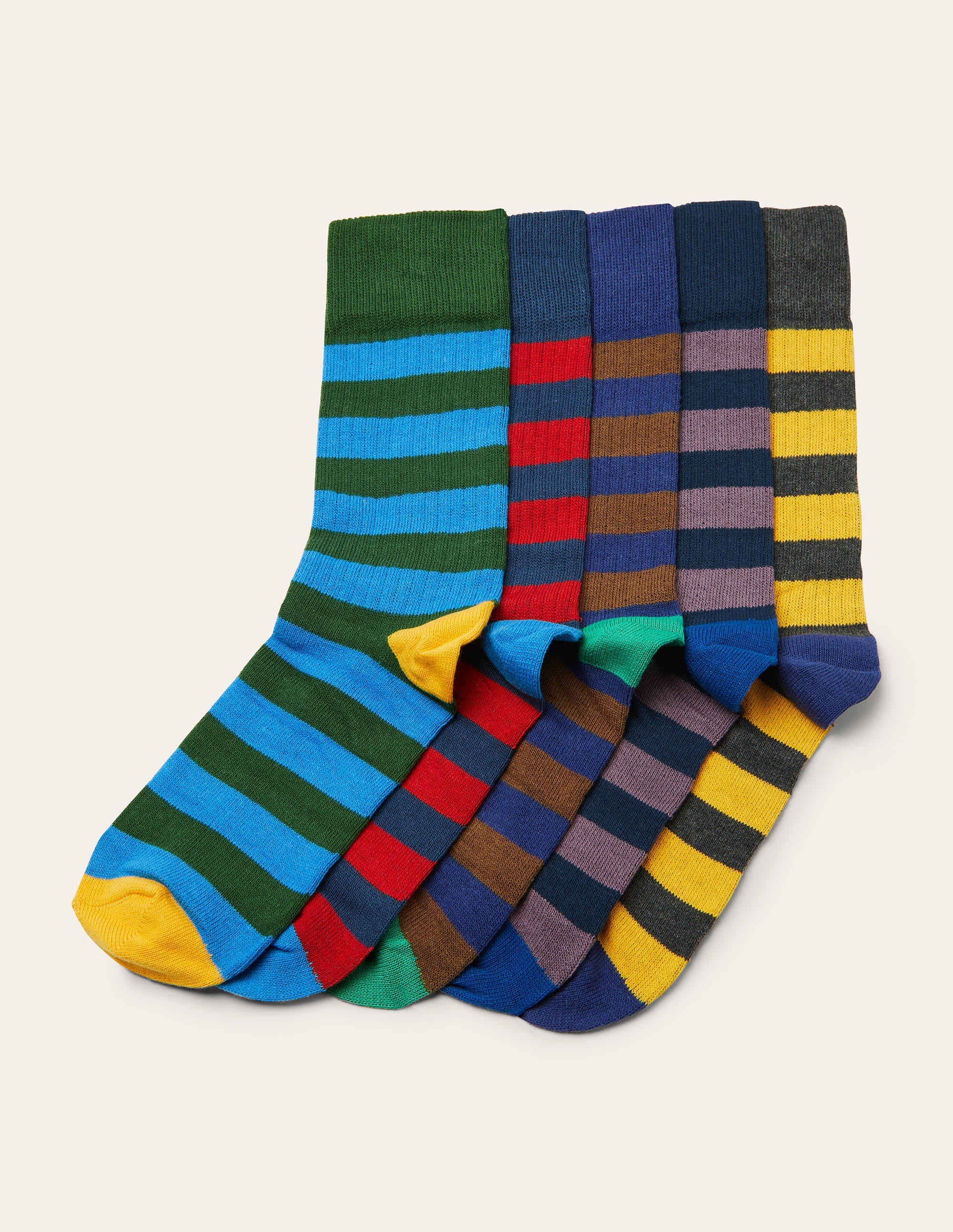 5 Pack Ribbed Socks-Mixed Stripe Pack