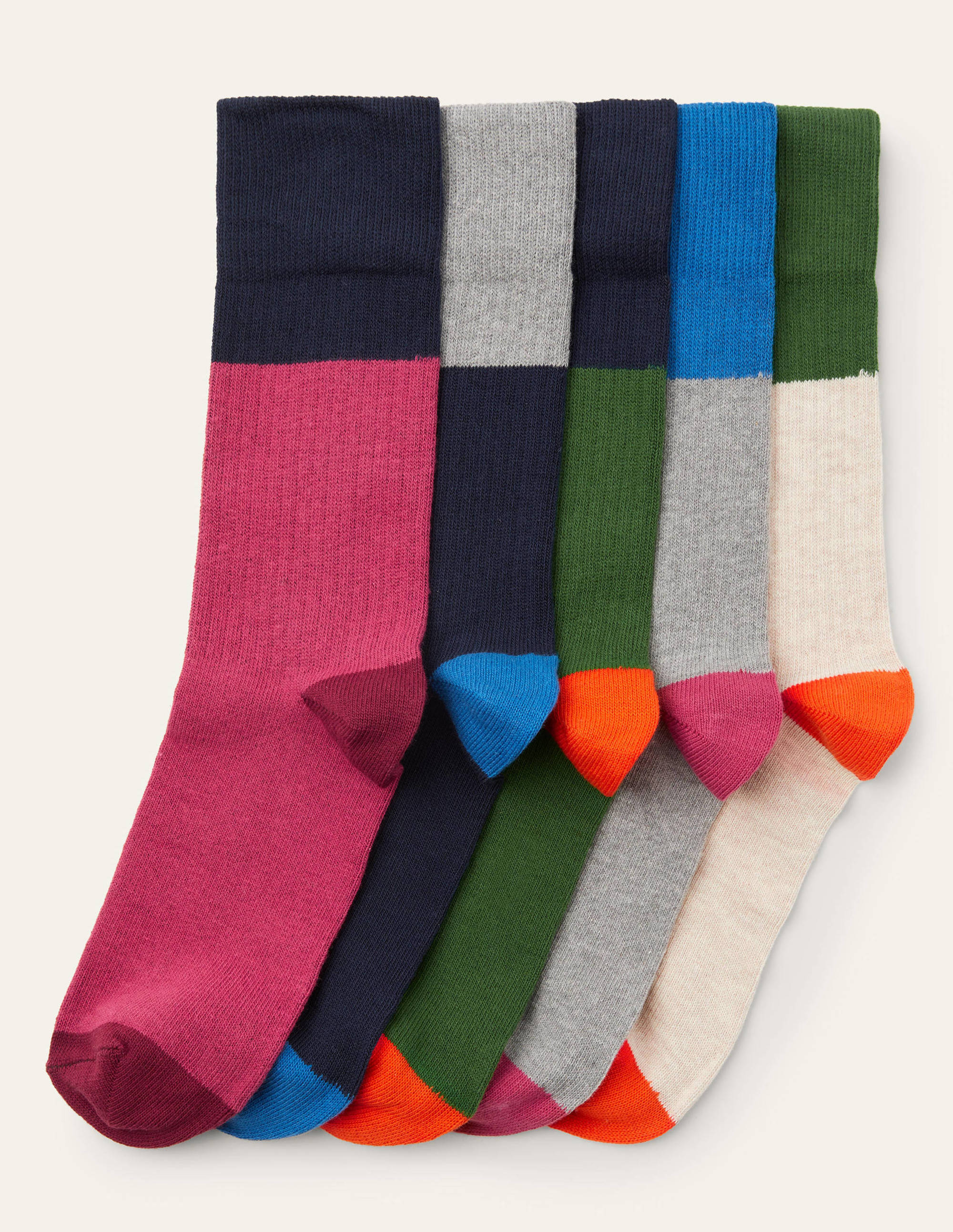 5 Pack Ribbed Socks-Plains Multi Pack