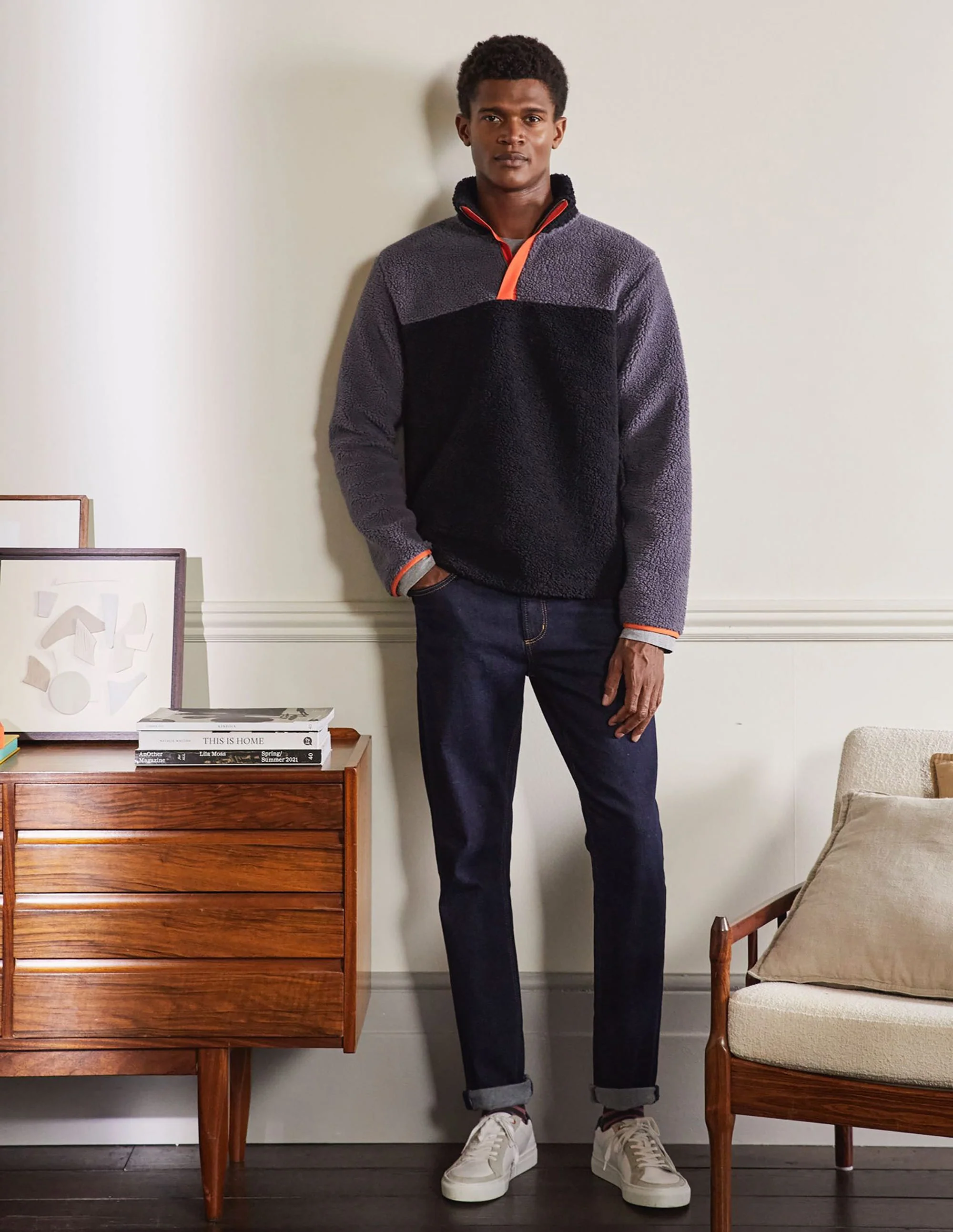 Barry Fleece-Grey Colourblock - Image 5