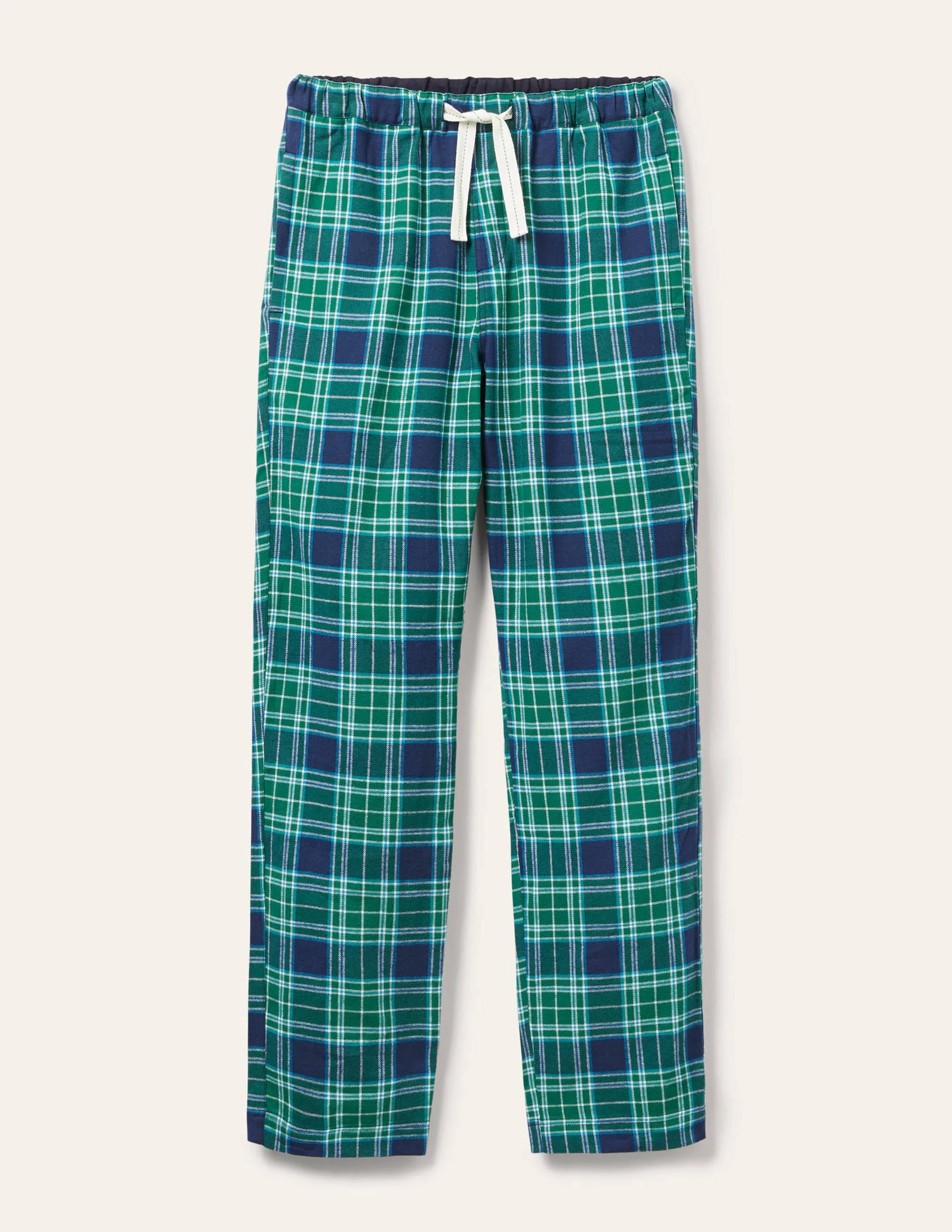 Brushed Cotton Pajama Bottoms-Navy/Mountain Meadow Check - Image 6