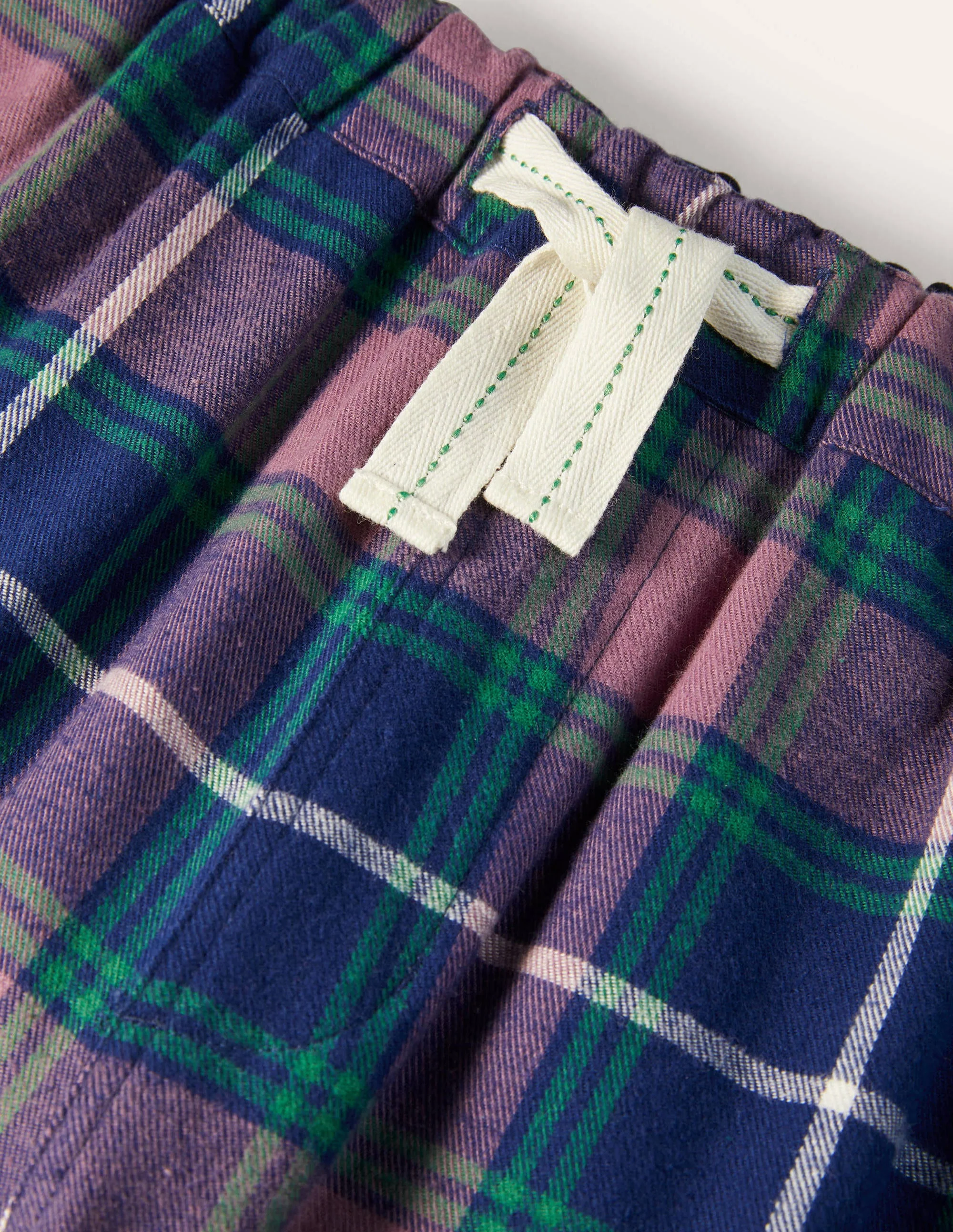 Brushed Cotton Pajama Bottoms-Space Blue/Dusky Mauve Check - Image 6