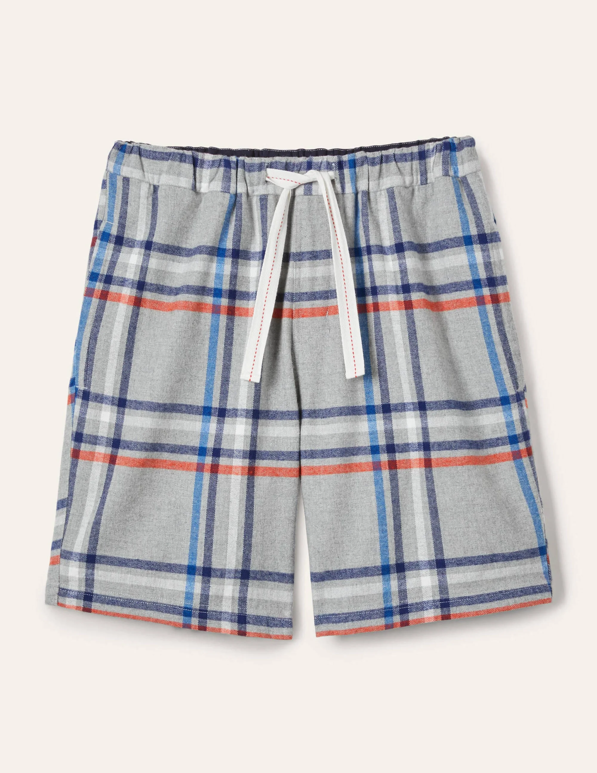 Brushed Cotton Pajama Shorts-Grey Marl/Orange Sunset Check - Image 5