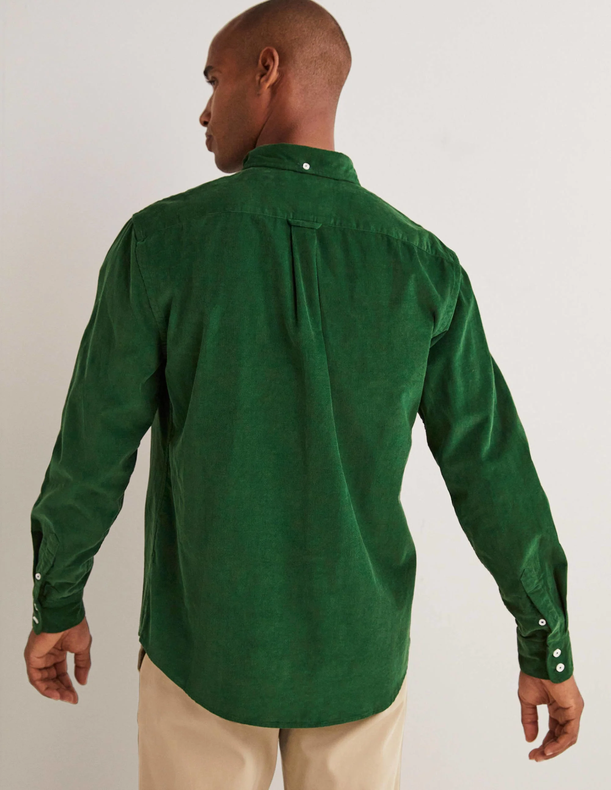 Button Down Cord Shirt-Forest Green - Image 3