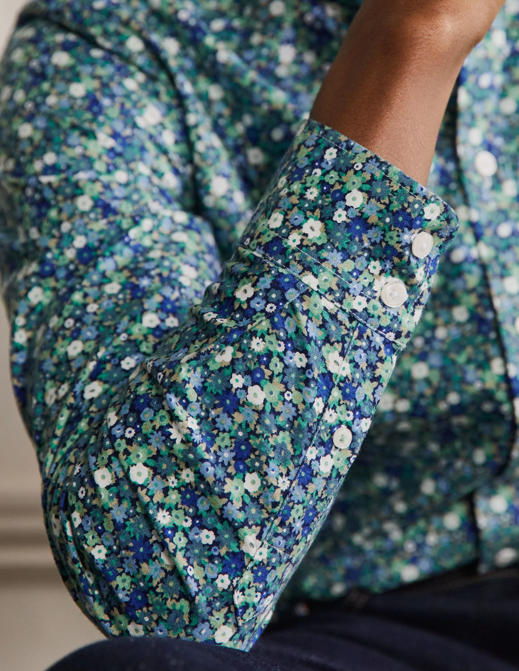 Button Down Oxford Shirt-Absinthe Navy Blue Flowerbed - Image 2