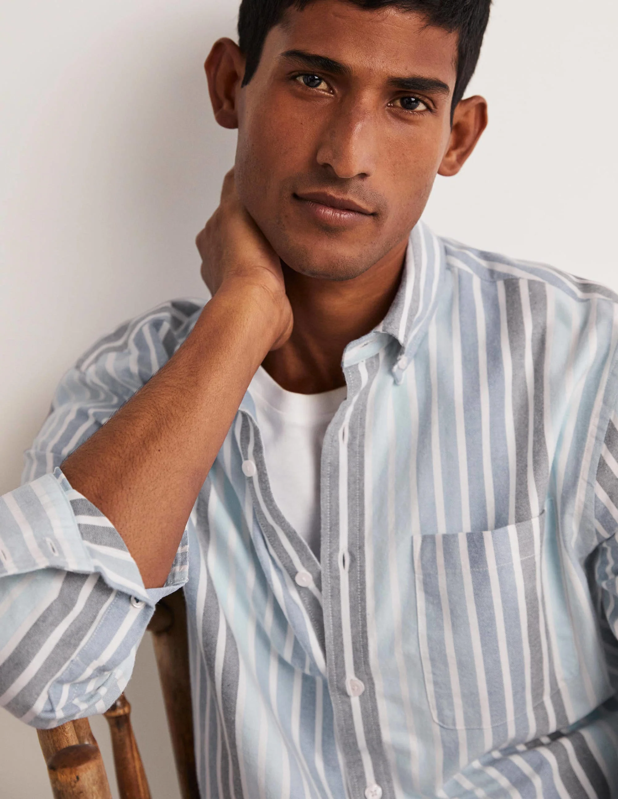 Button Down Oxford Shirt-Blue Oxford Stripe - Image 2