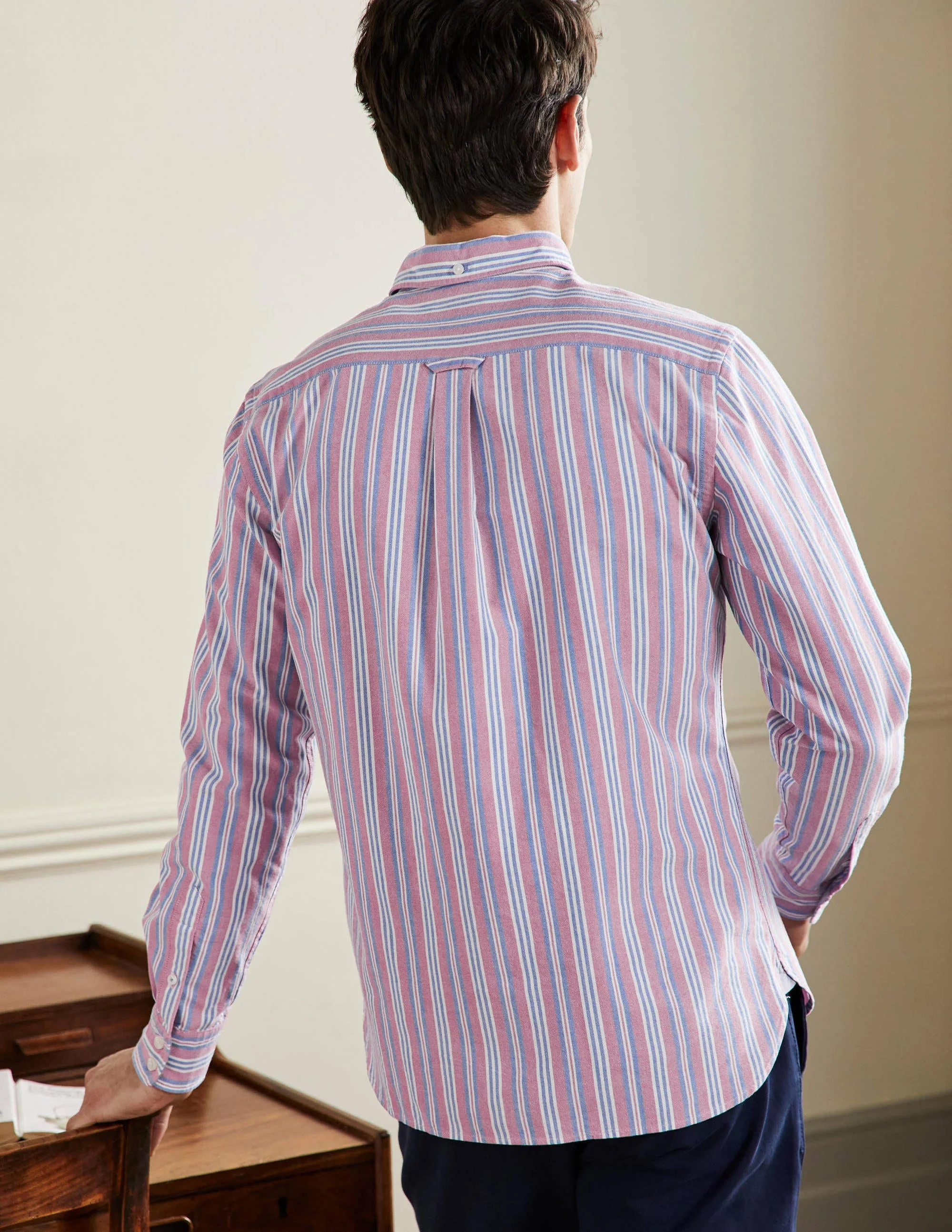 Button Down Oxford Shirt-Dusky Red/ Lapis Blue - Image 3