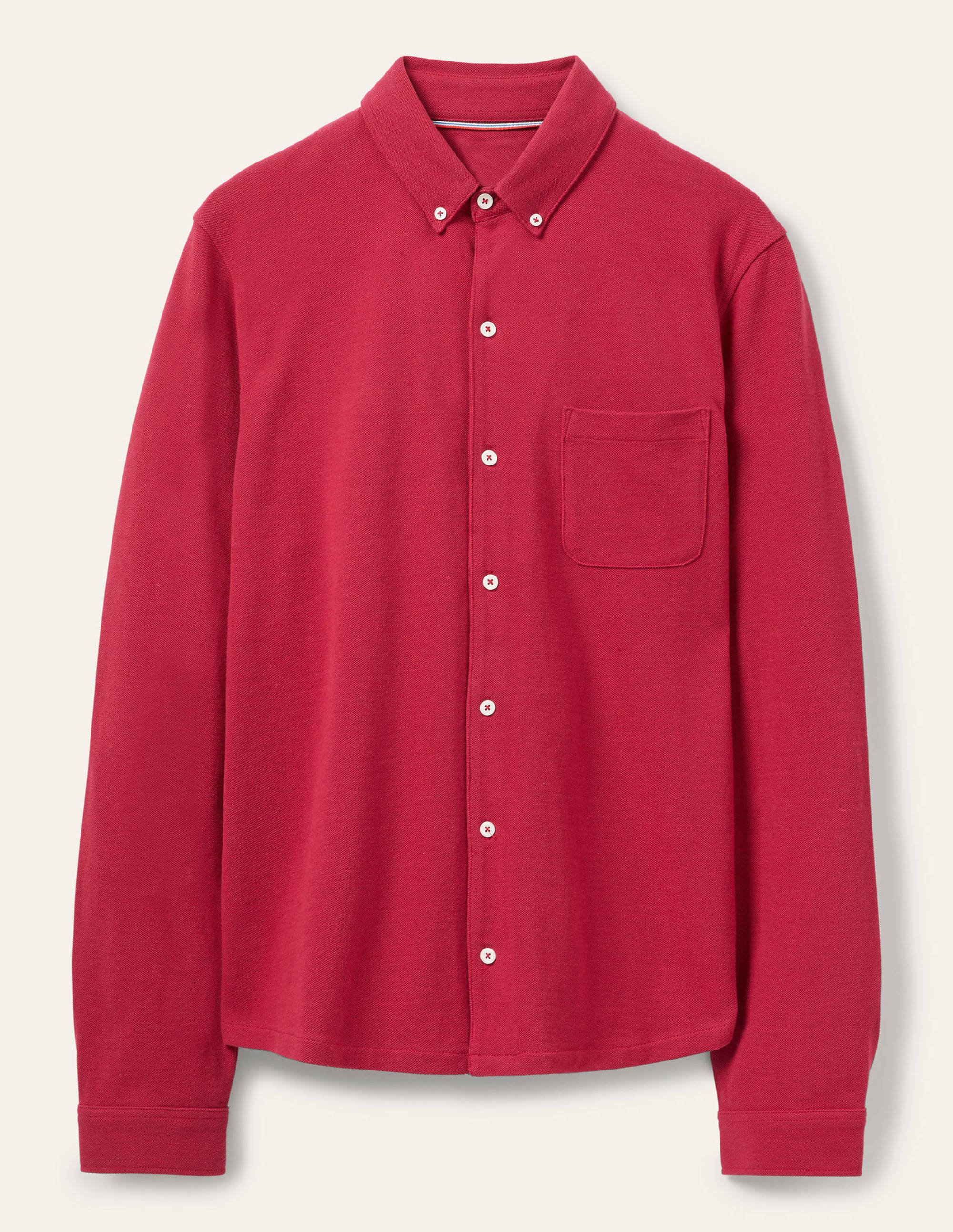 Button Down Piqué Shirt-Oxford Merlot - Image 5