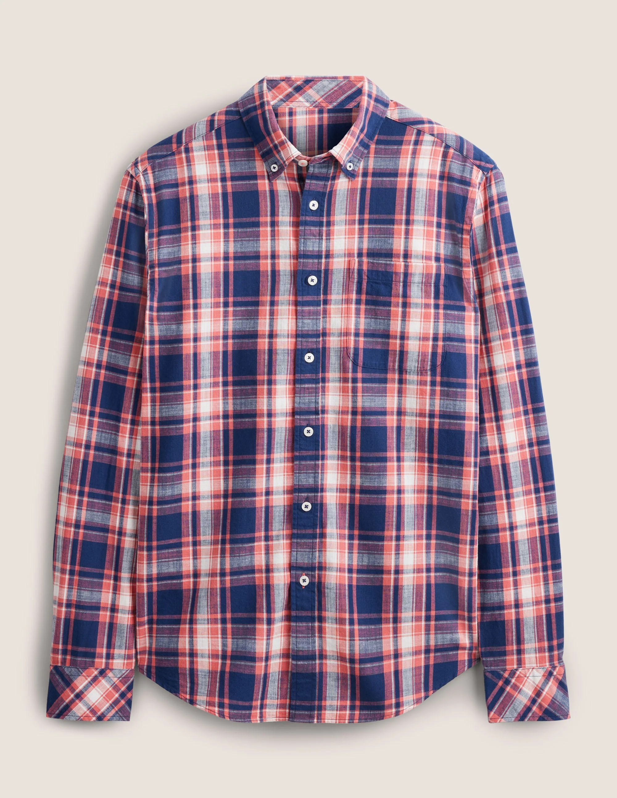 Button Down Slim Fit Shirt-Faded Red Check - Image 5