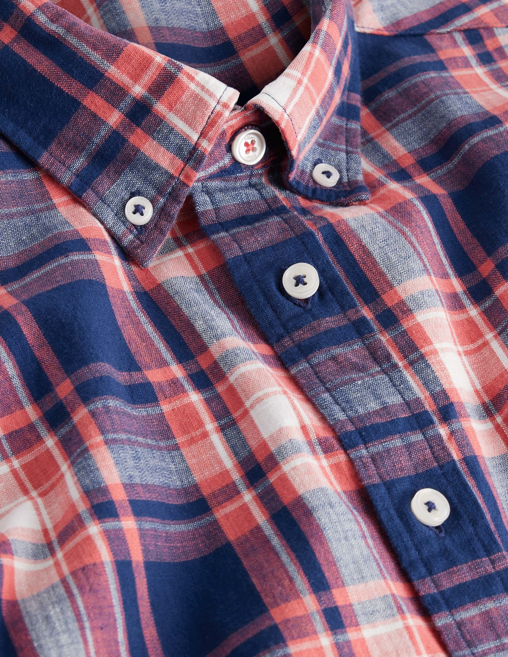Button Down Slim Fit Shirt-Faded Red Check - Image 6