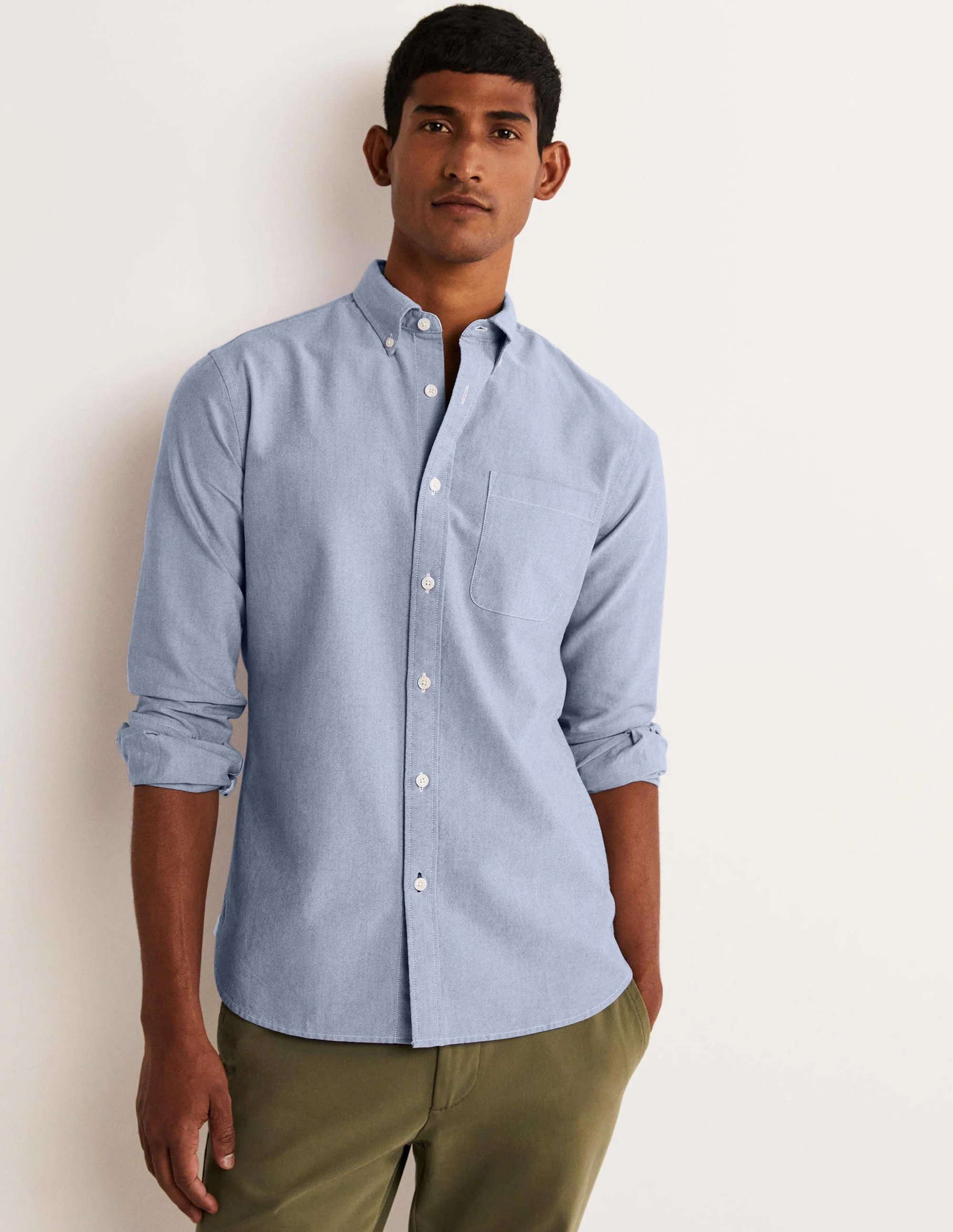 Button Down Slim Shirt-Oxford Blue