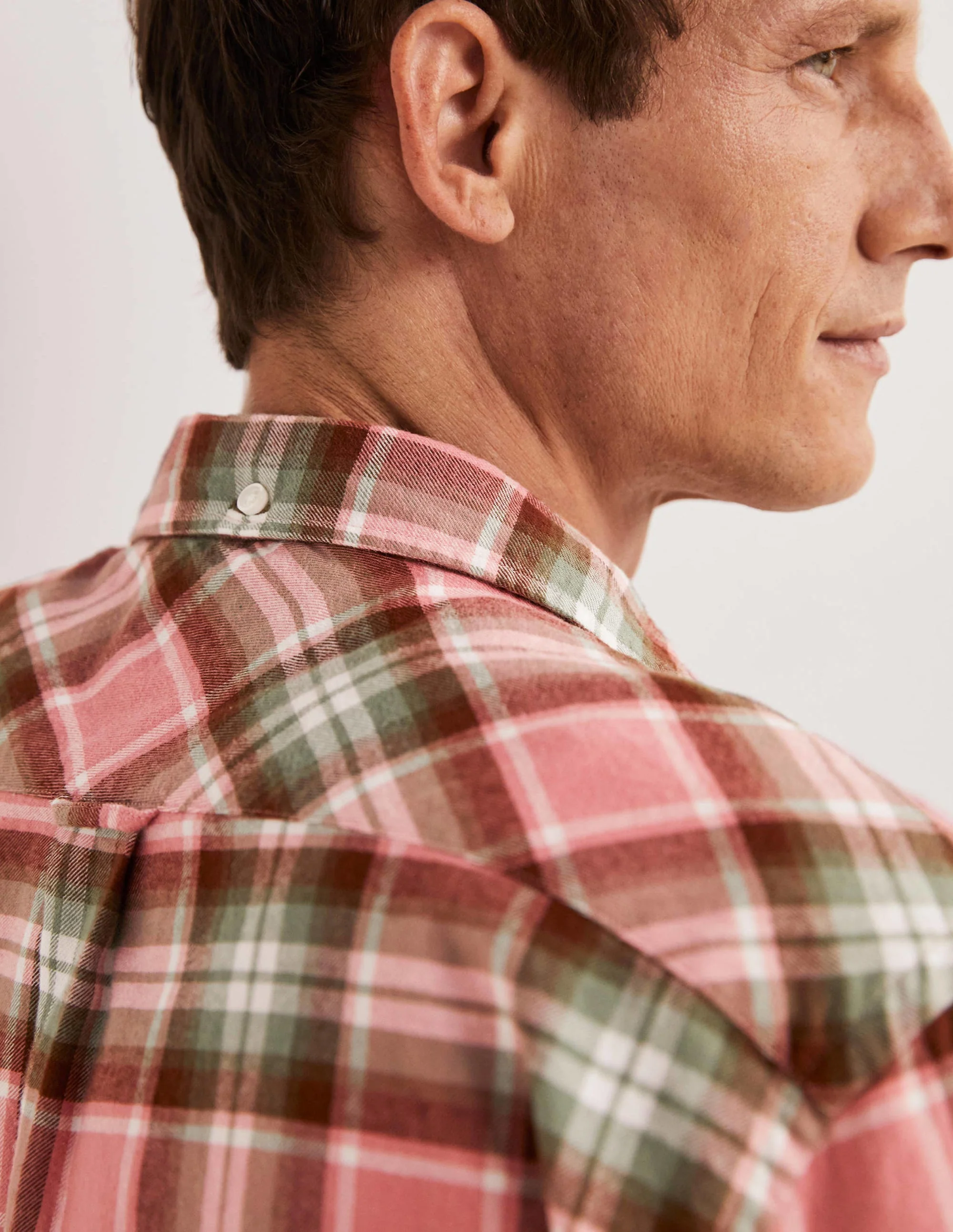 Button Down Twill Shirt-Soft Red Check - Image 5