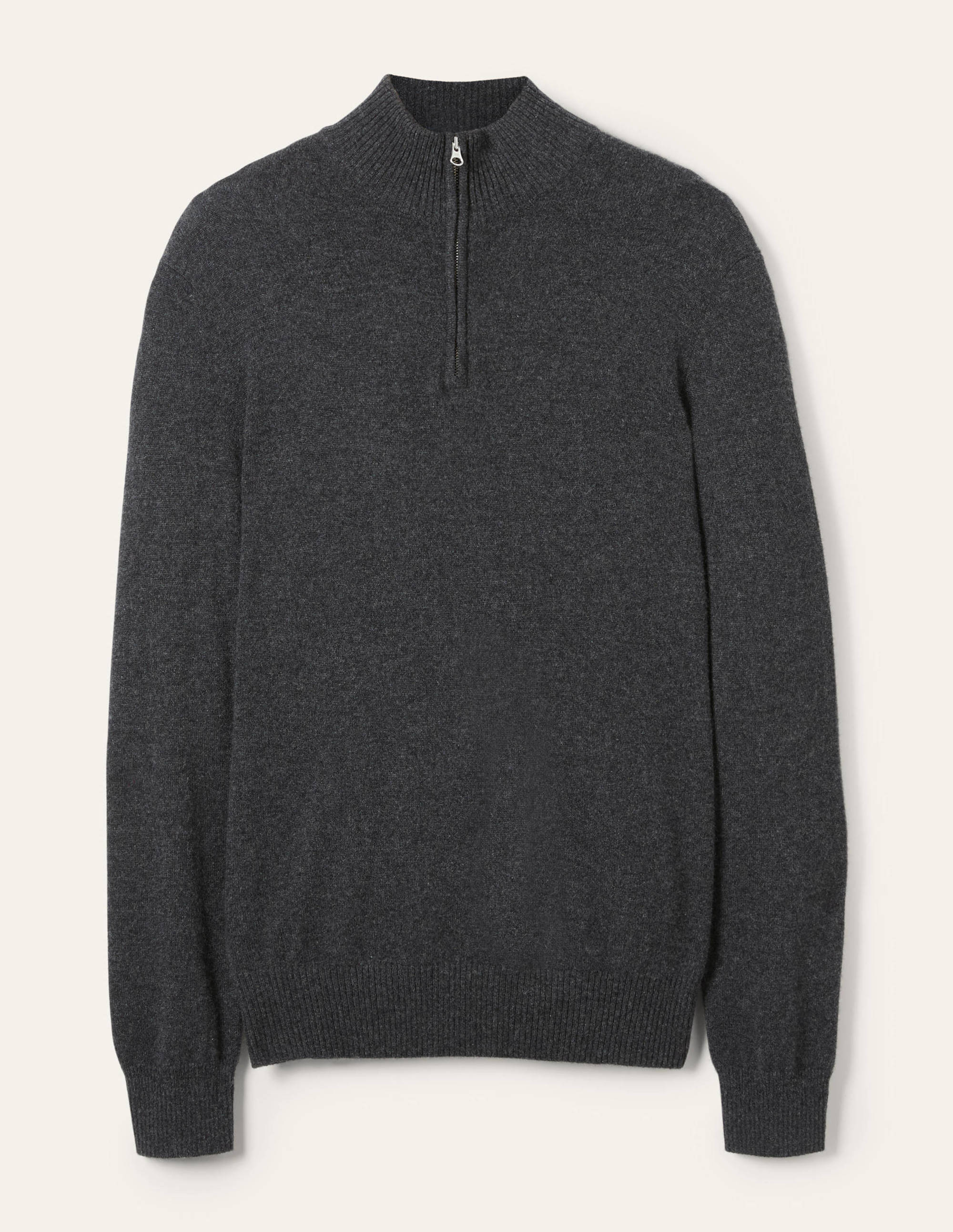 Cashmere Half-Zip Sweater-Dark Grey Melange - Image 6
