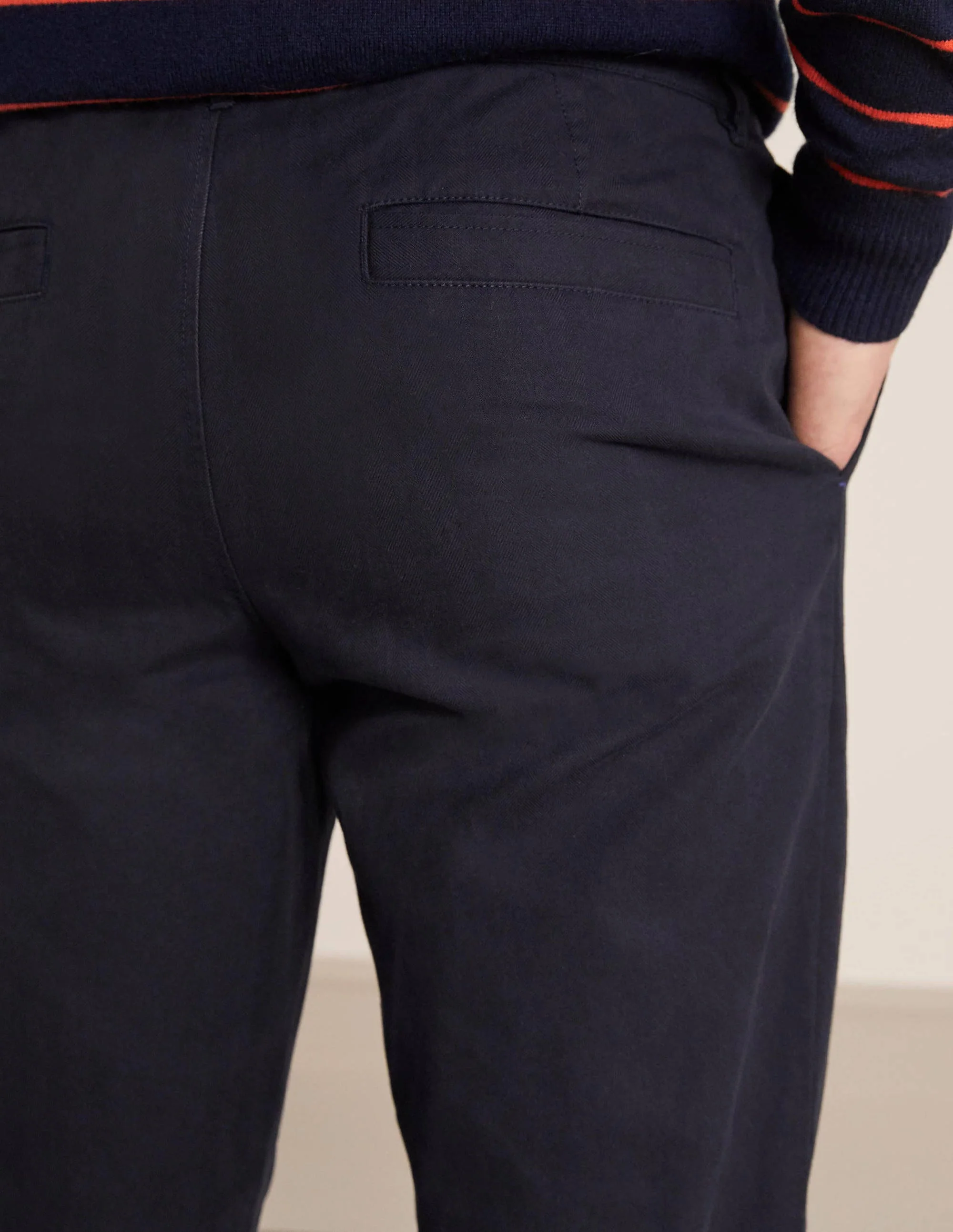 Chaldon Elasticated Pants-Navy Herringbone - Image 4