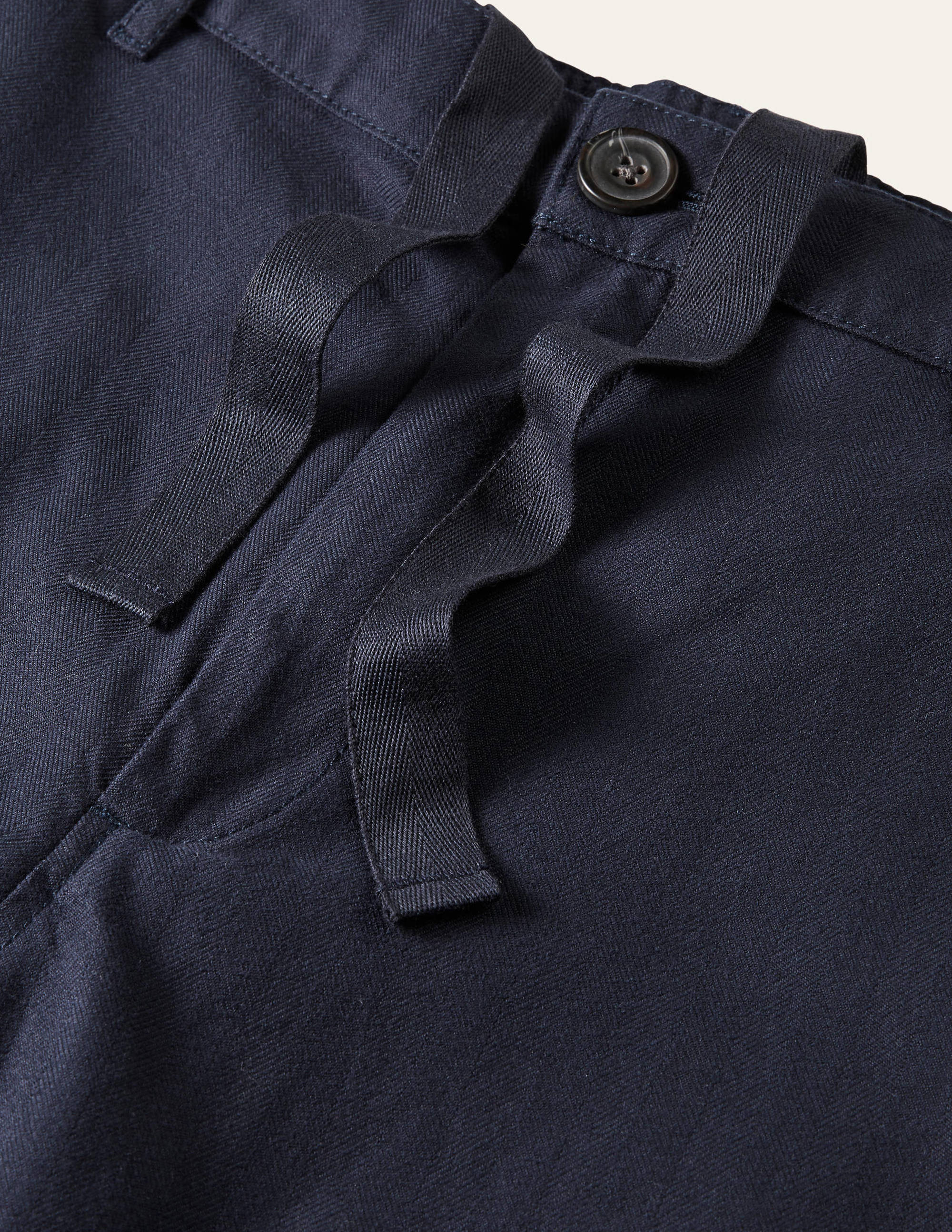 Chaldon Elasticated Pants-Navy Herringbone - Image 6
