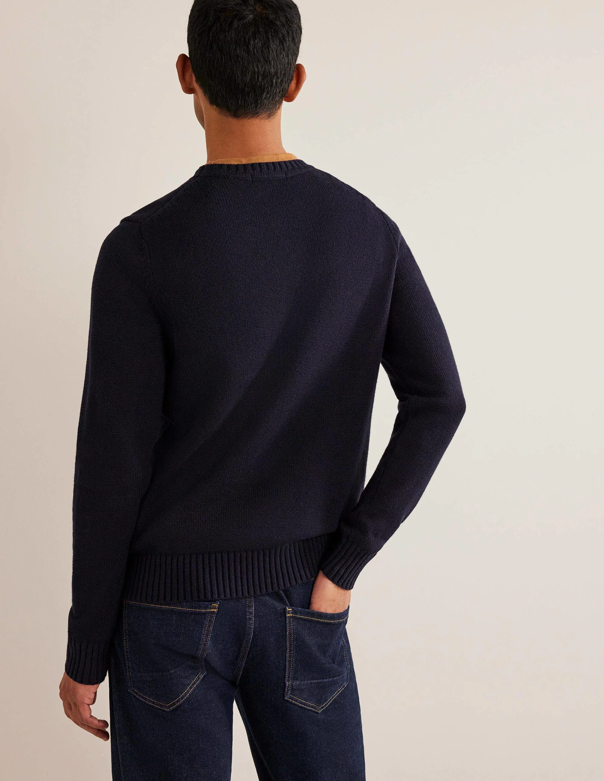 Chunky Cotton Cashmere Crew-French Navy - Image 3