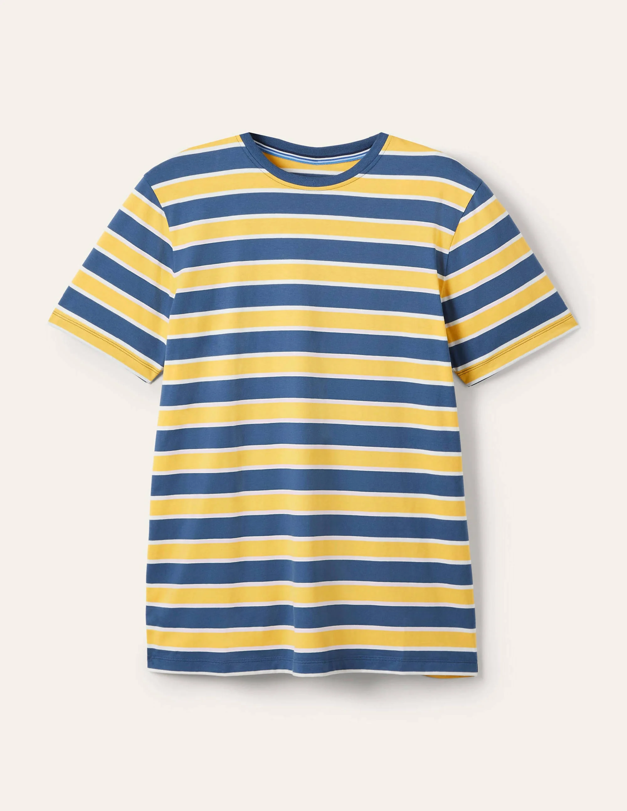Classic Cotton T-shirt-Cornsilk/Enisgn Blue Stripe - Image 6
