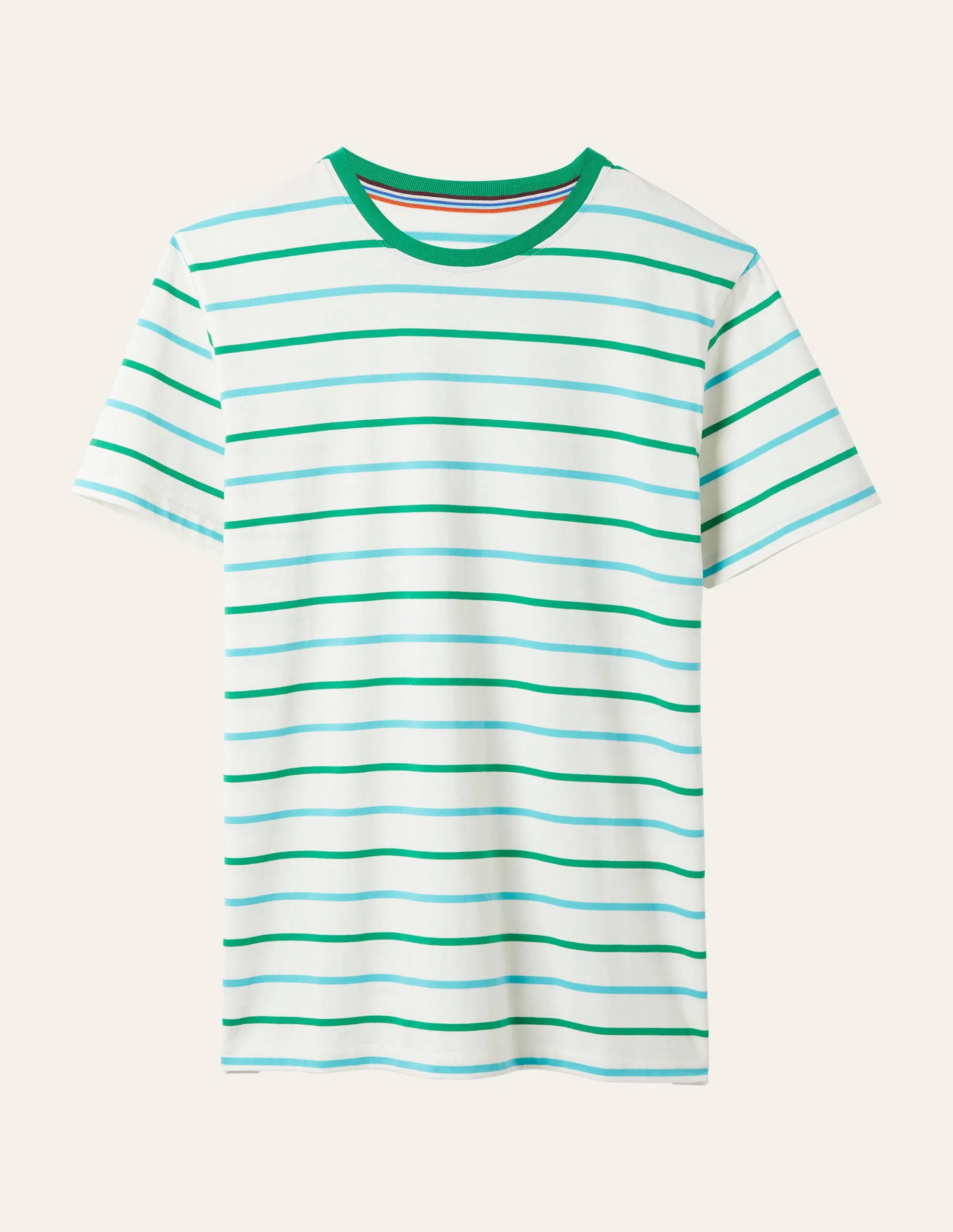 Classic Cotton T-shirt-Emerald Green/Ivory Stripe - Image 6