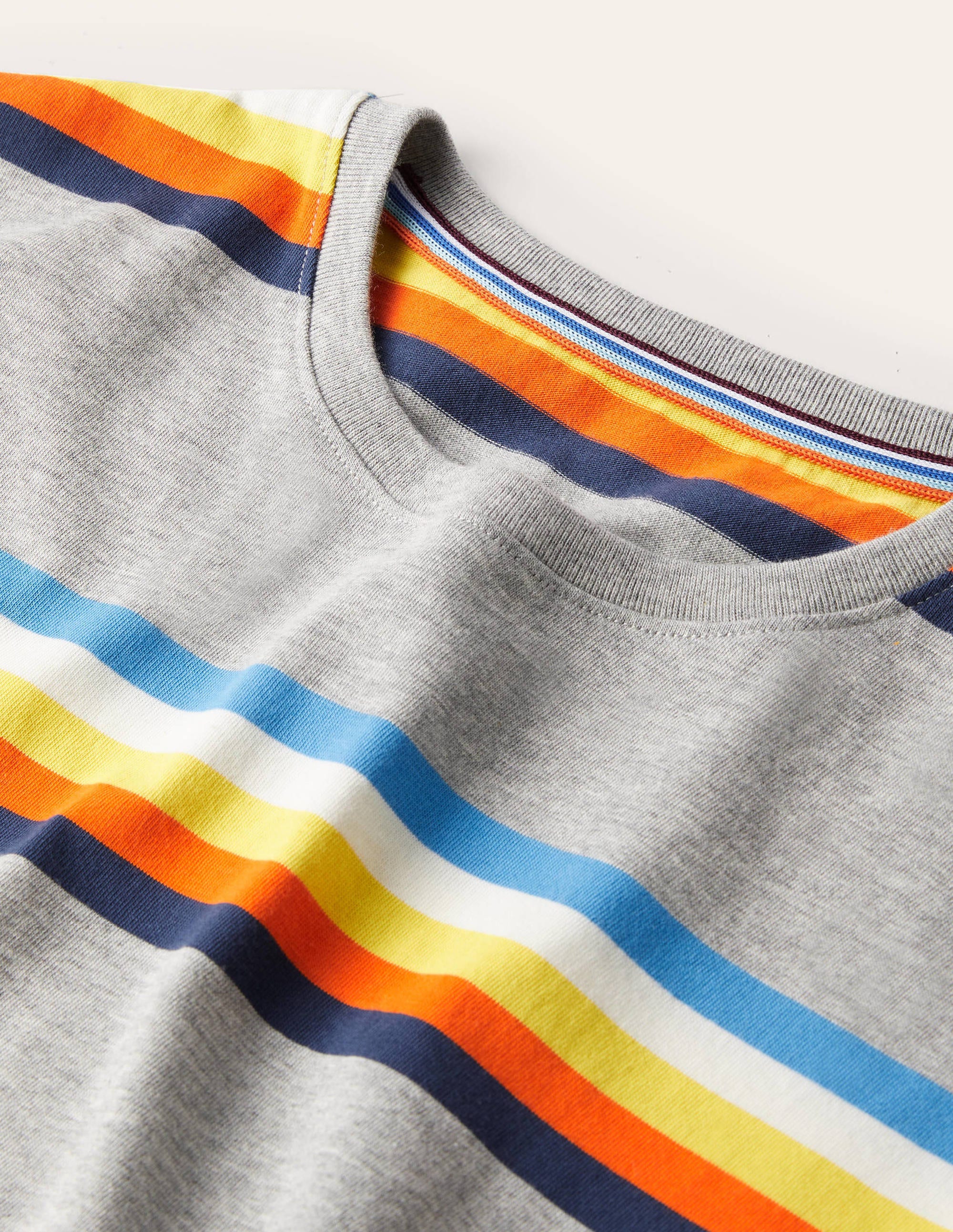 Classic Cotton T-shirt-Grey Marl Multi Stripe - Image 5