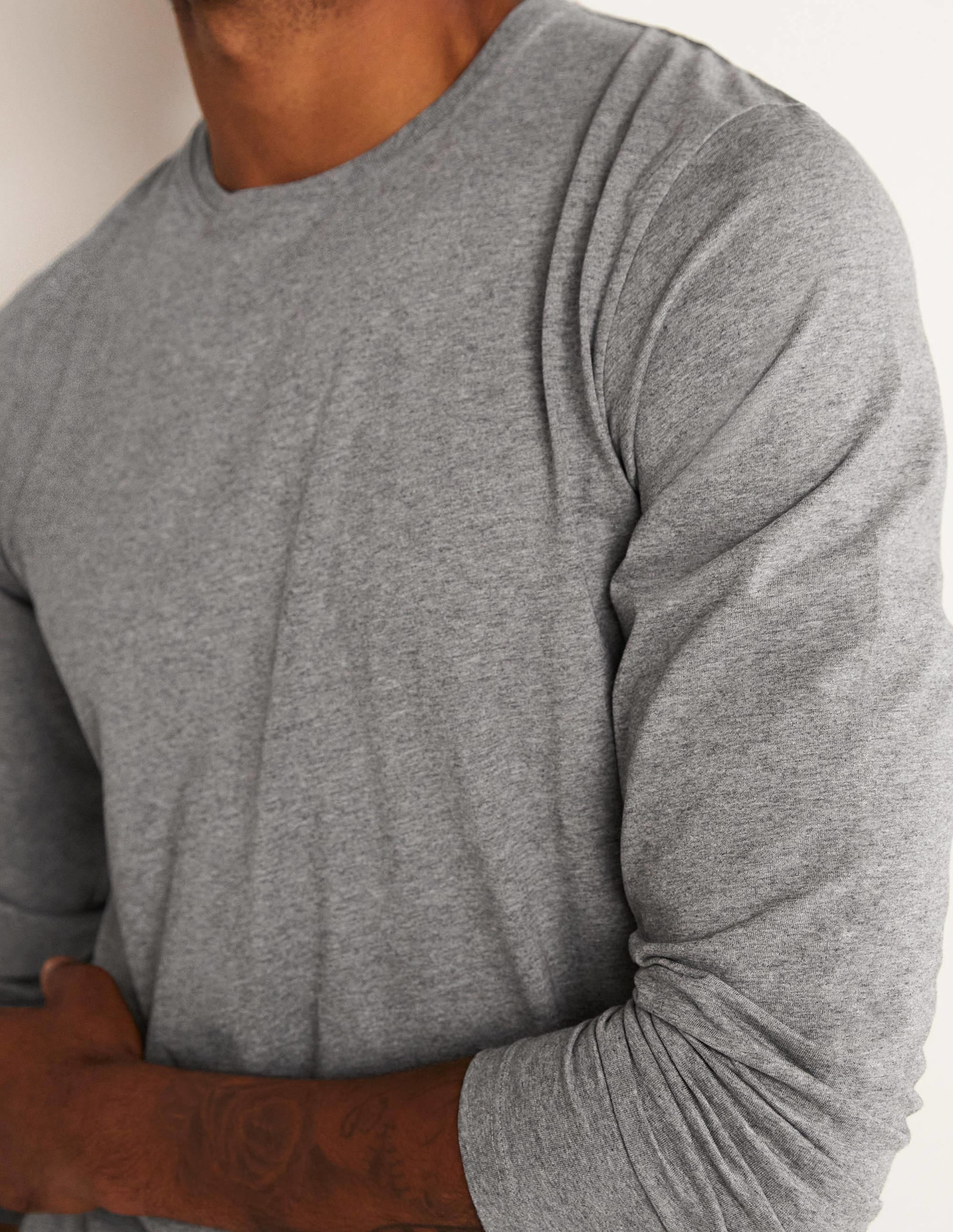 Classic Long-Sleeved T-shirt-Grey Marl - Image 2