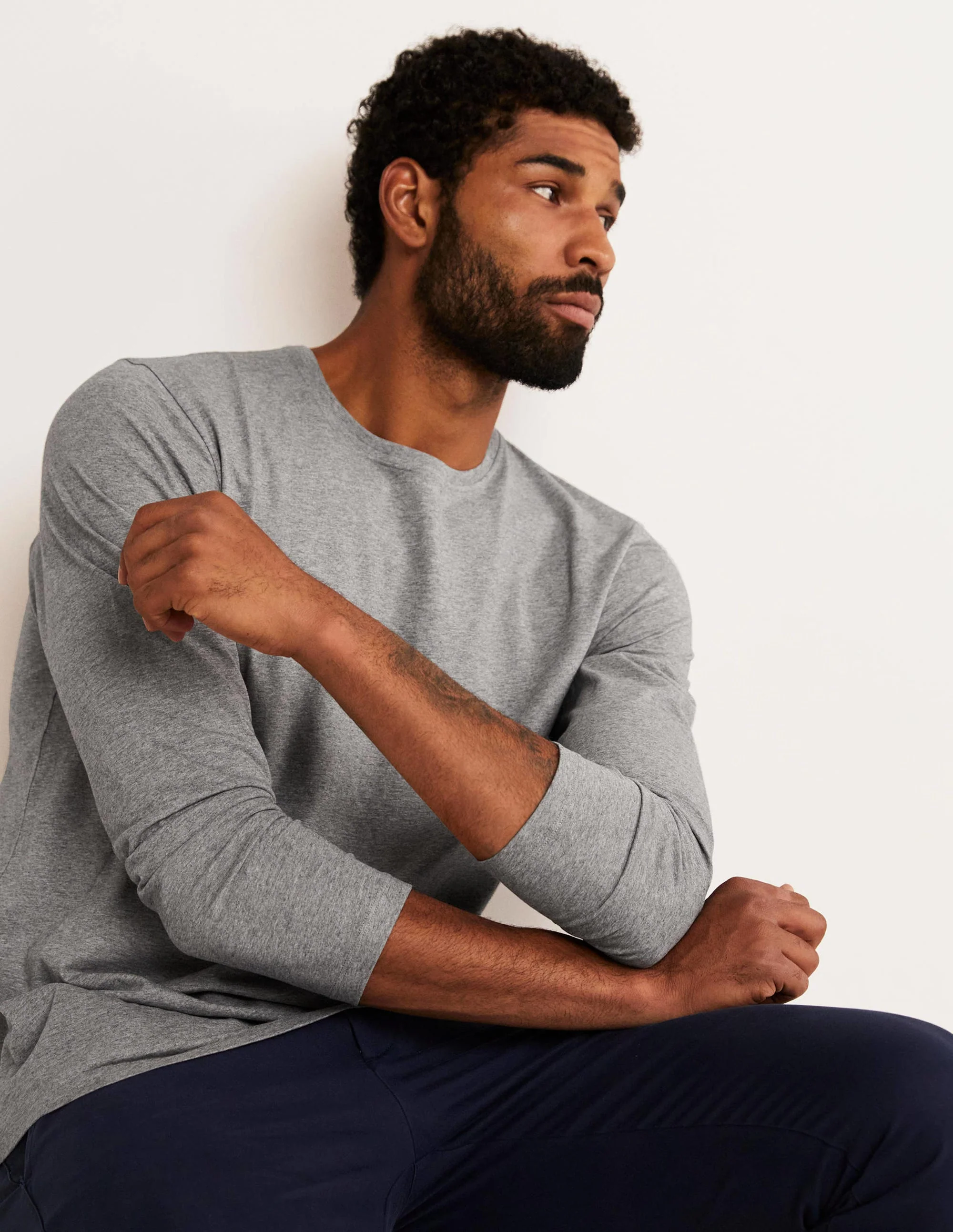 Classic Long-Sleeved T-shirt-Grey Marl - Image 5
