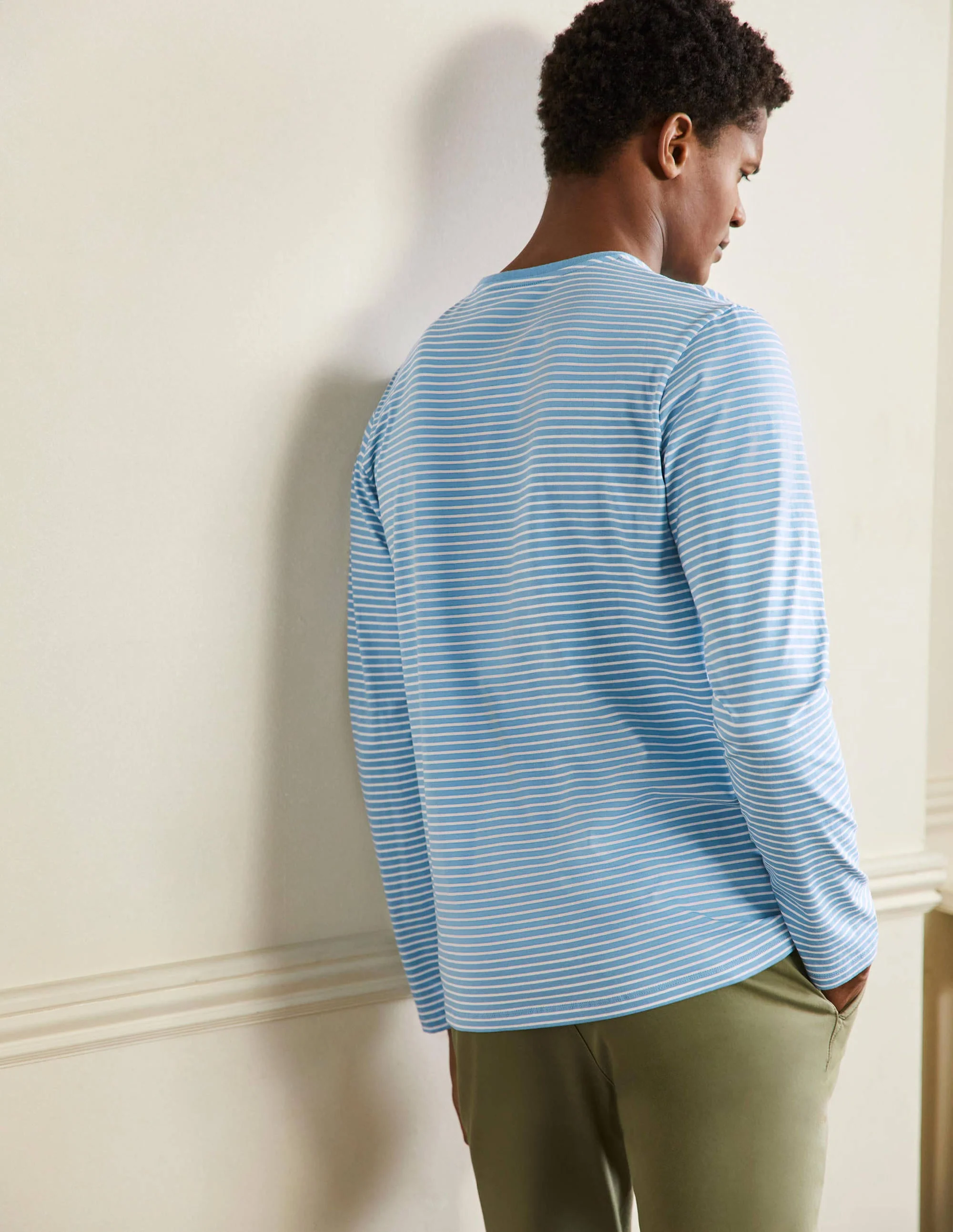 Classic Long-Sleeved T-shirt-Lichen Blue/Snowdrop Stripe - Image 3