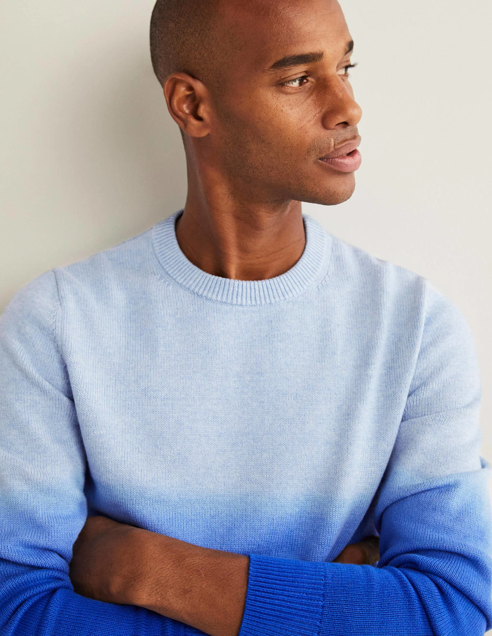 Cotton Crew Neck Sweater-Dip dye - Image 2