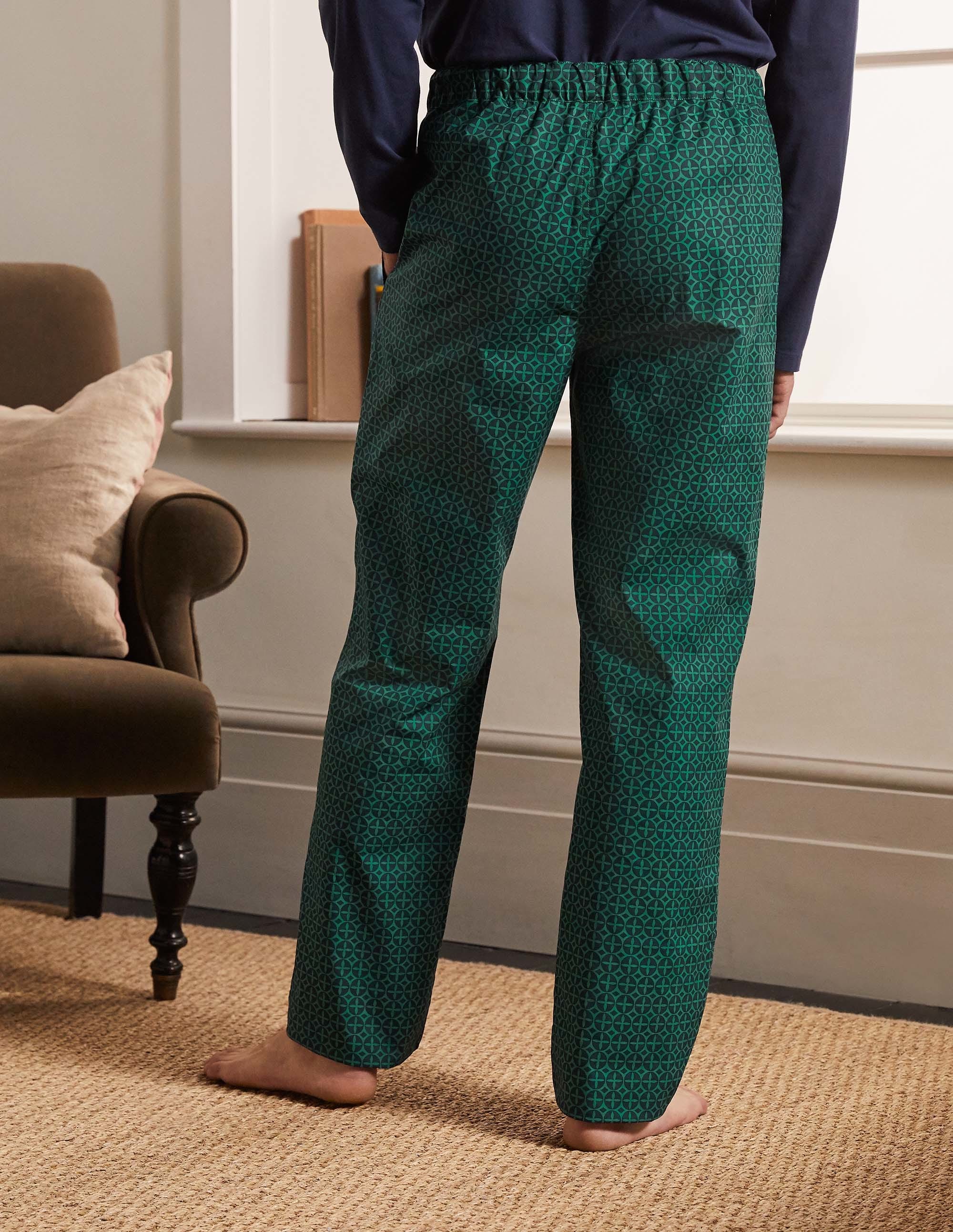 Cotton Poplin Pajama Bottoms-Mountain Meadow/Navy Geo - Image 3