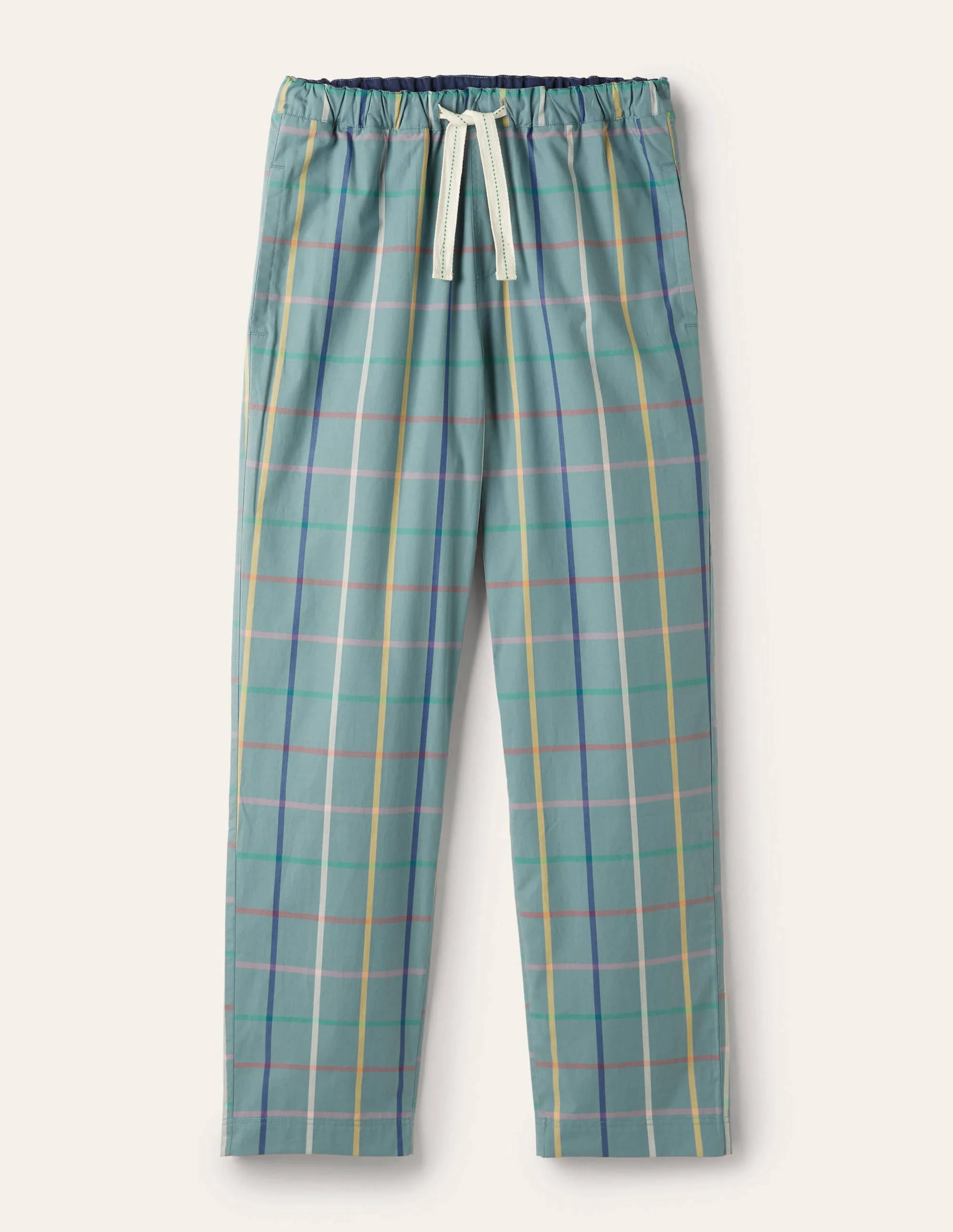 Cotton Poplin Pajama Bottoms-Storm Blue Tattershall - Image 6