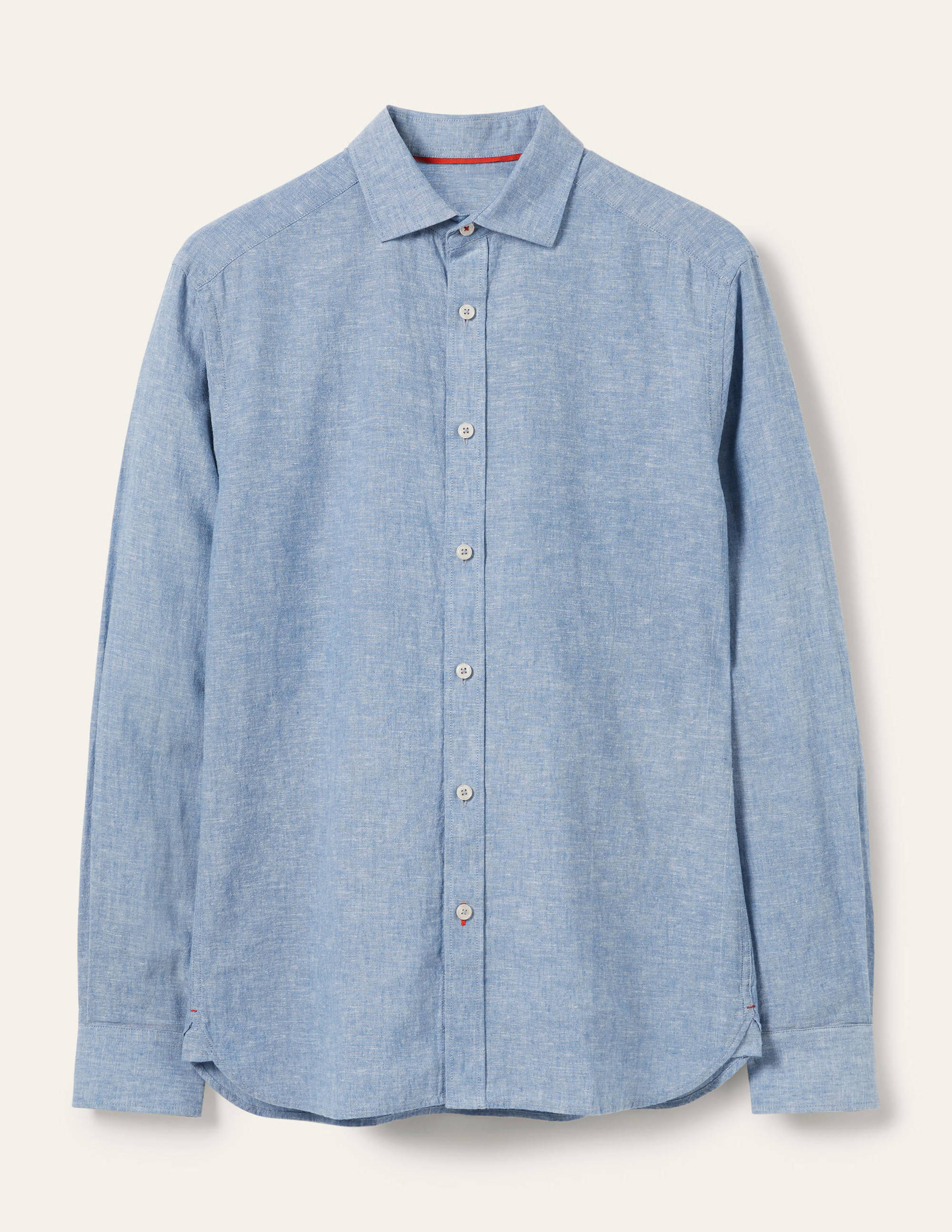 Cutaway Collar Linen Shirt-Chambray - Image 5