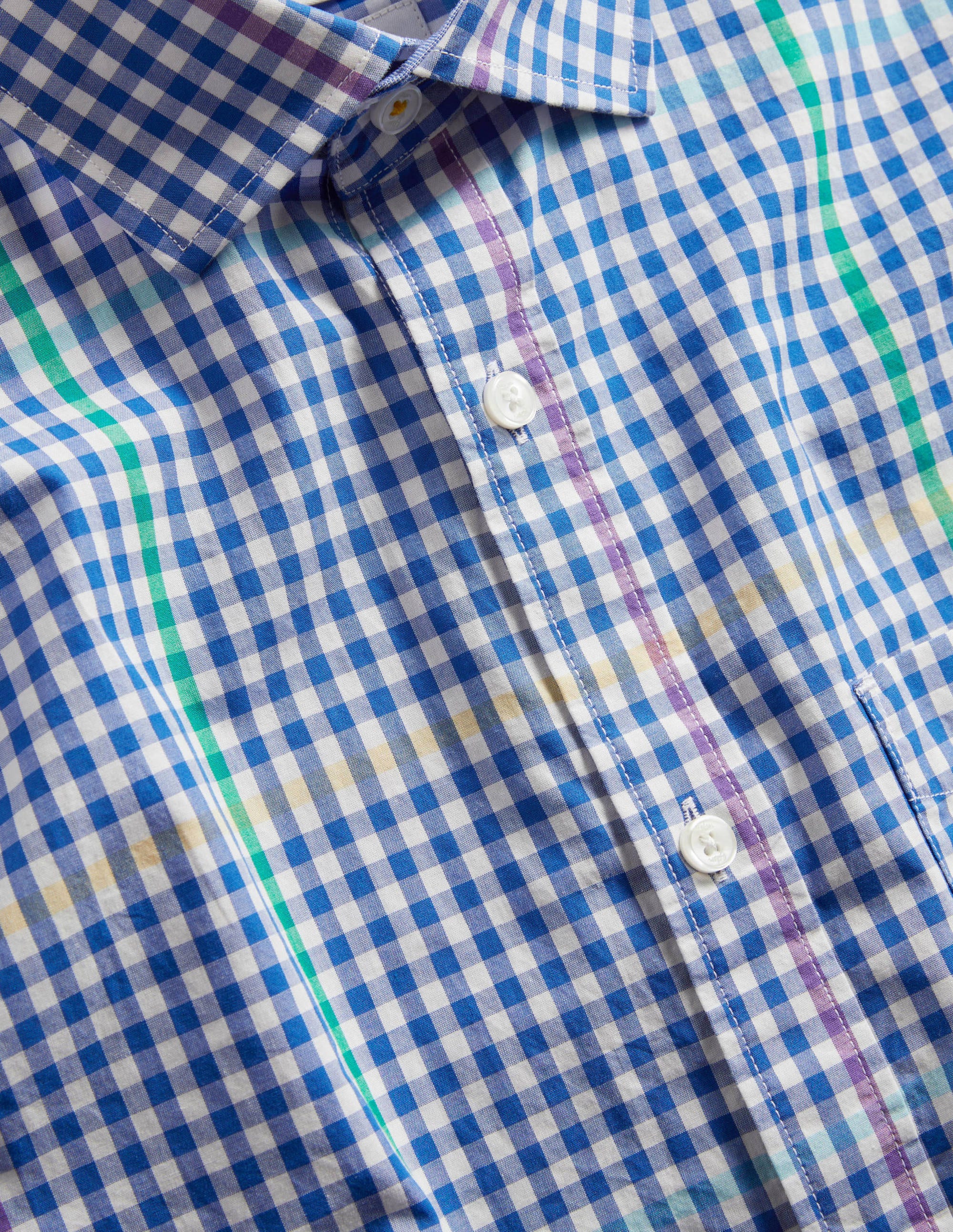 Cutaway Collar Poplin Shirt-Duke and Cornsilk Check - Image 5