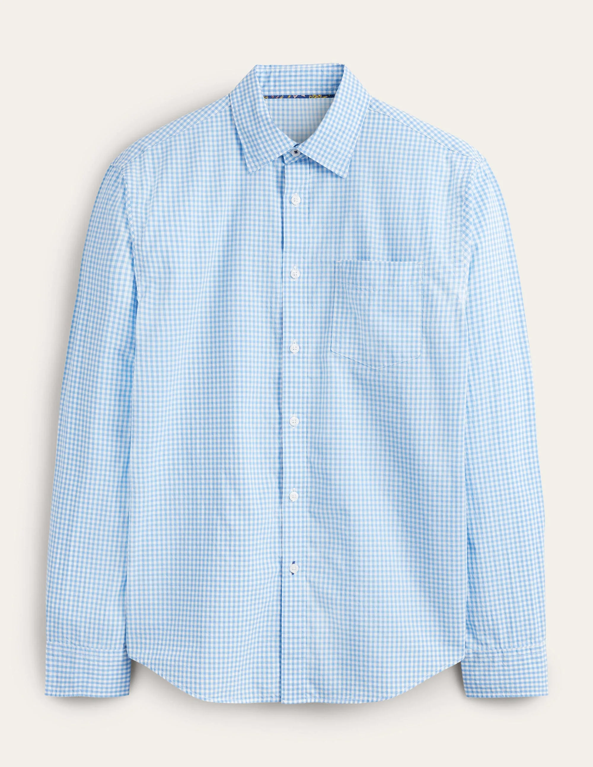 Cutaway Collar Poplin Shirt-Lichen Blue Gingham - Image 5