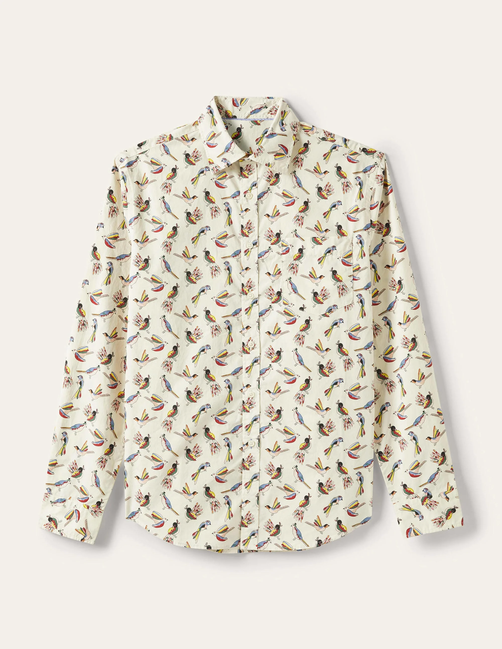 Cutaway Collar Poplin Shirt-Multi Birds - Image 8
