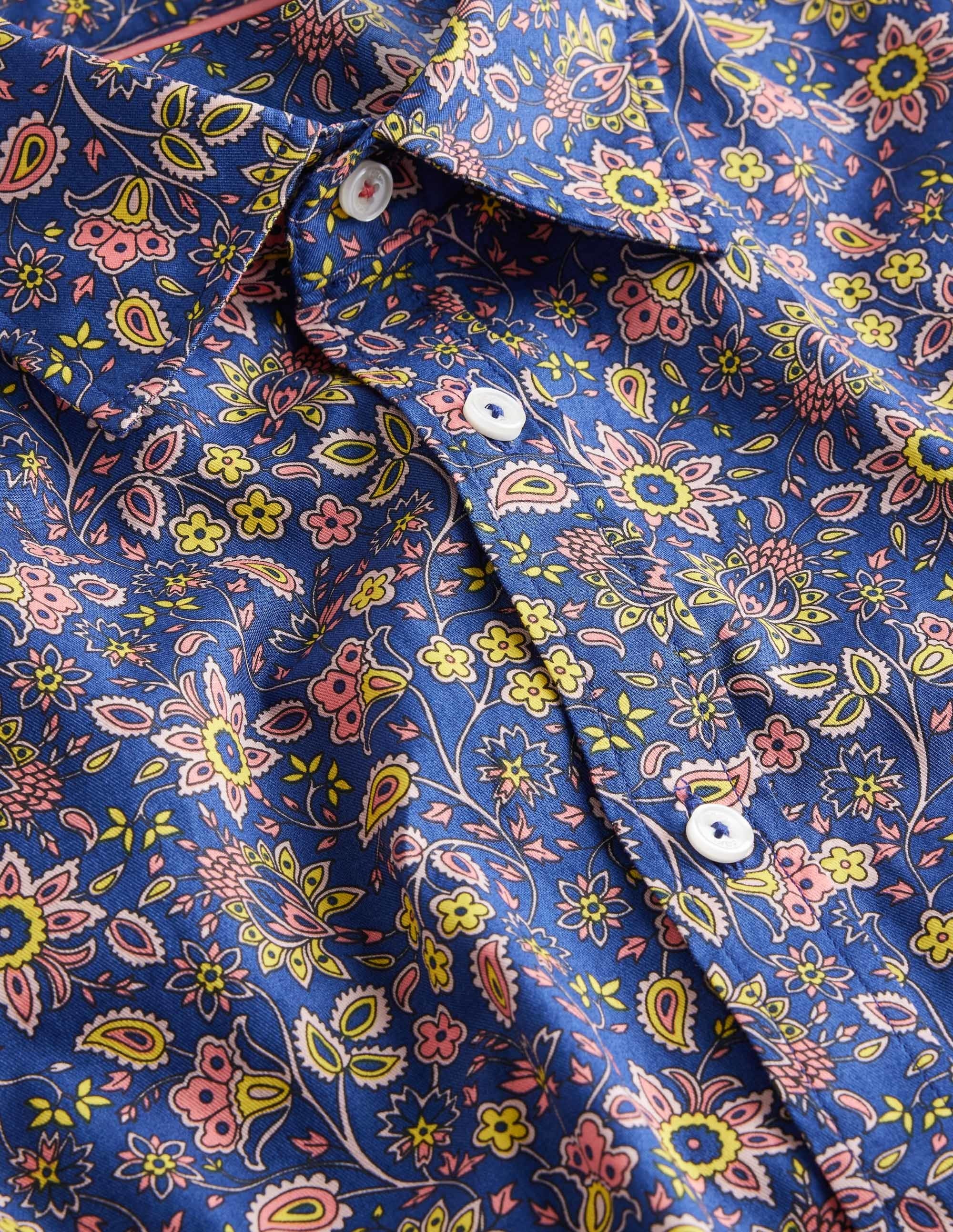 Cutaway Collar Twill Shirt-Peach Paisley Floral - Image 6