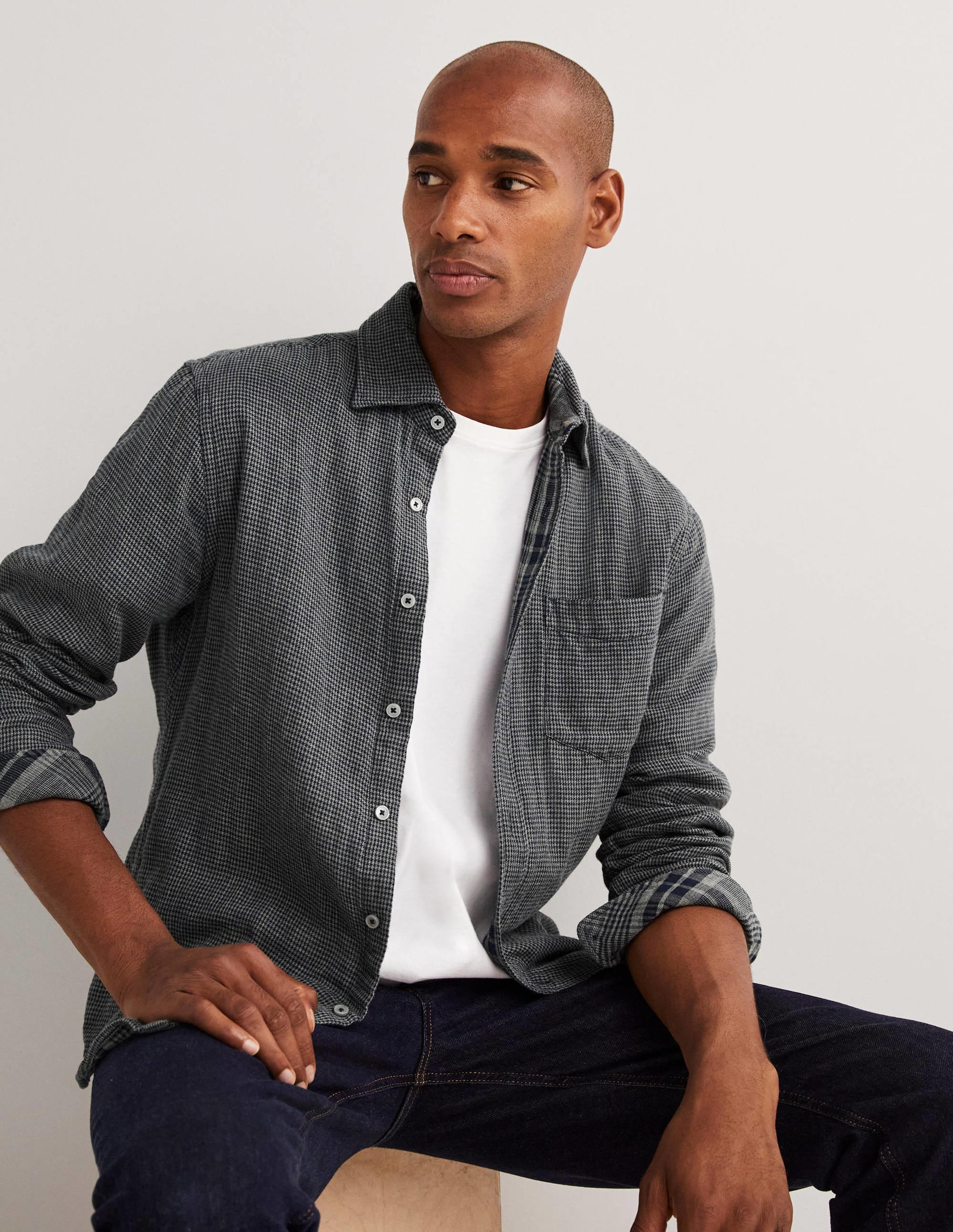 Cutaway Double Cloth Shirt-Charcoal Grey