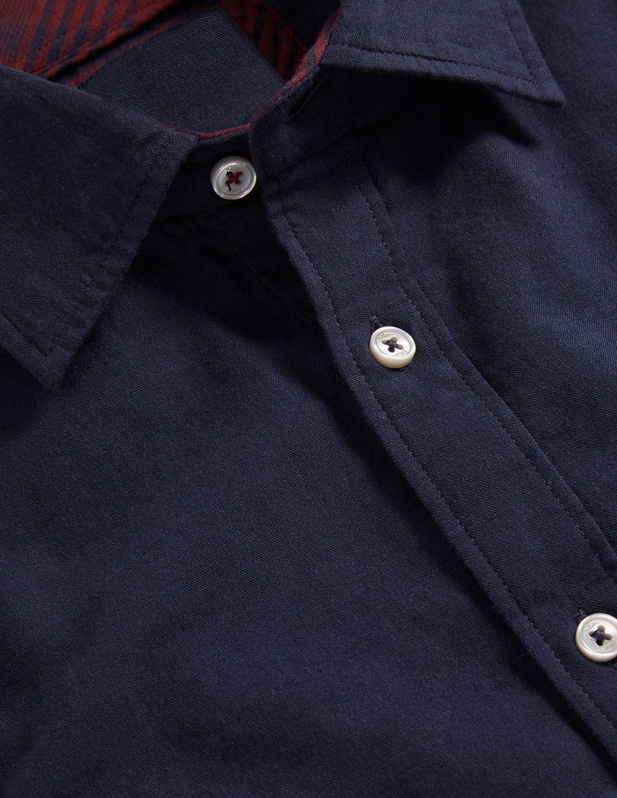 Cutaway Double Cloth Shirt-Navy Gallo Check - Image 11