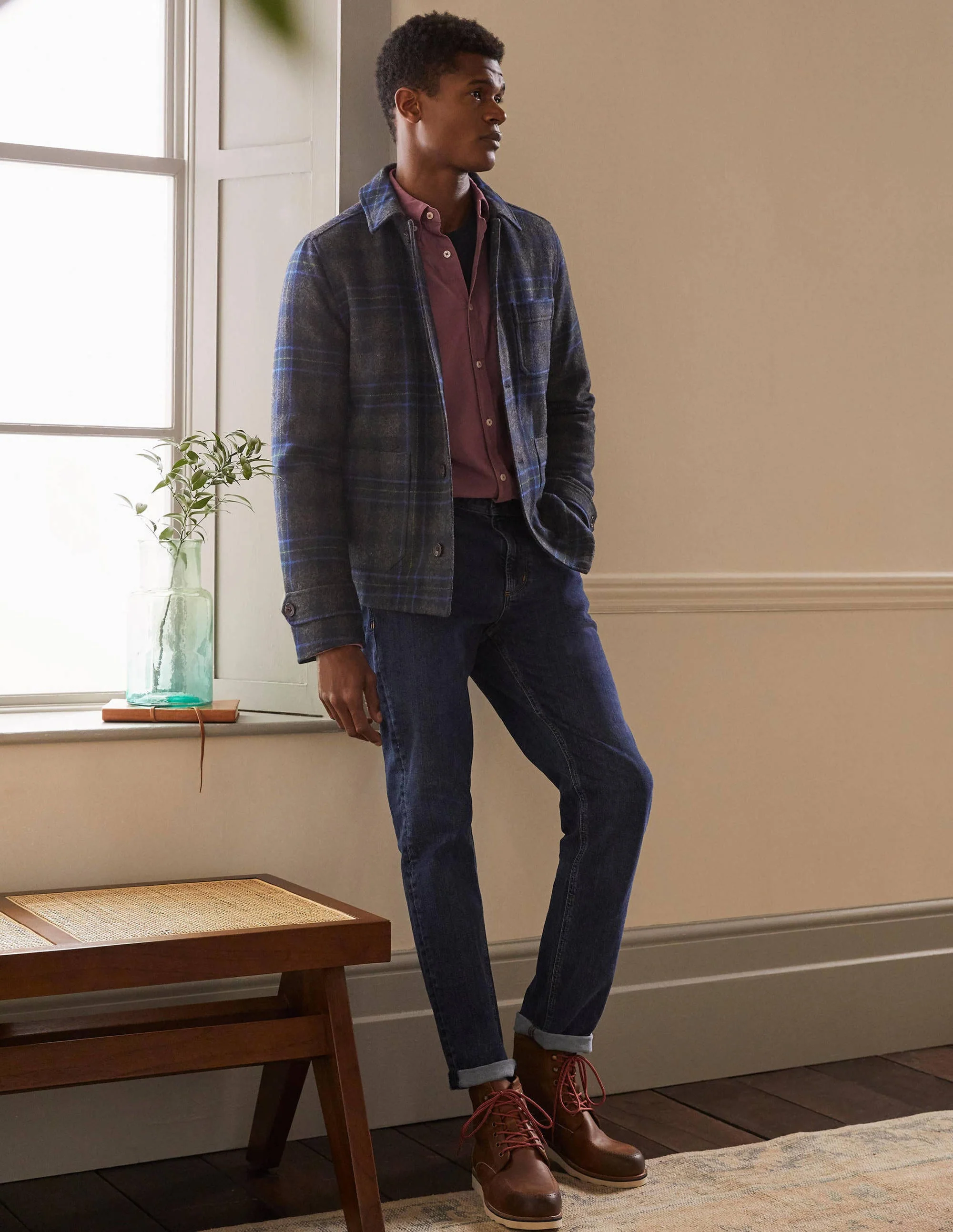 Elgin wool Jacket-Grey and Navy Check - Image 4