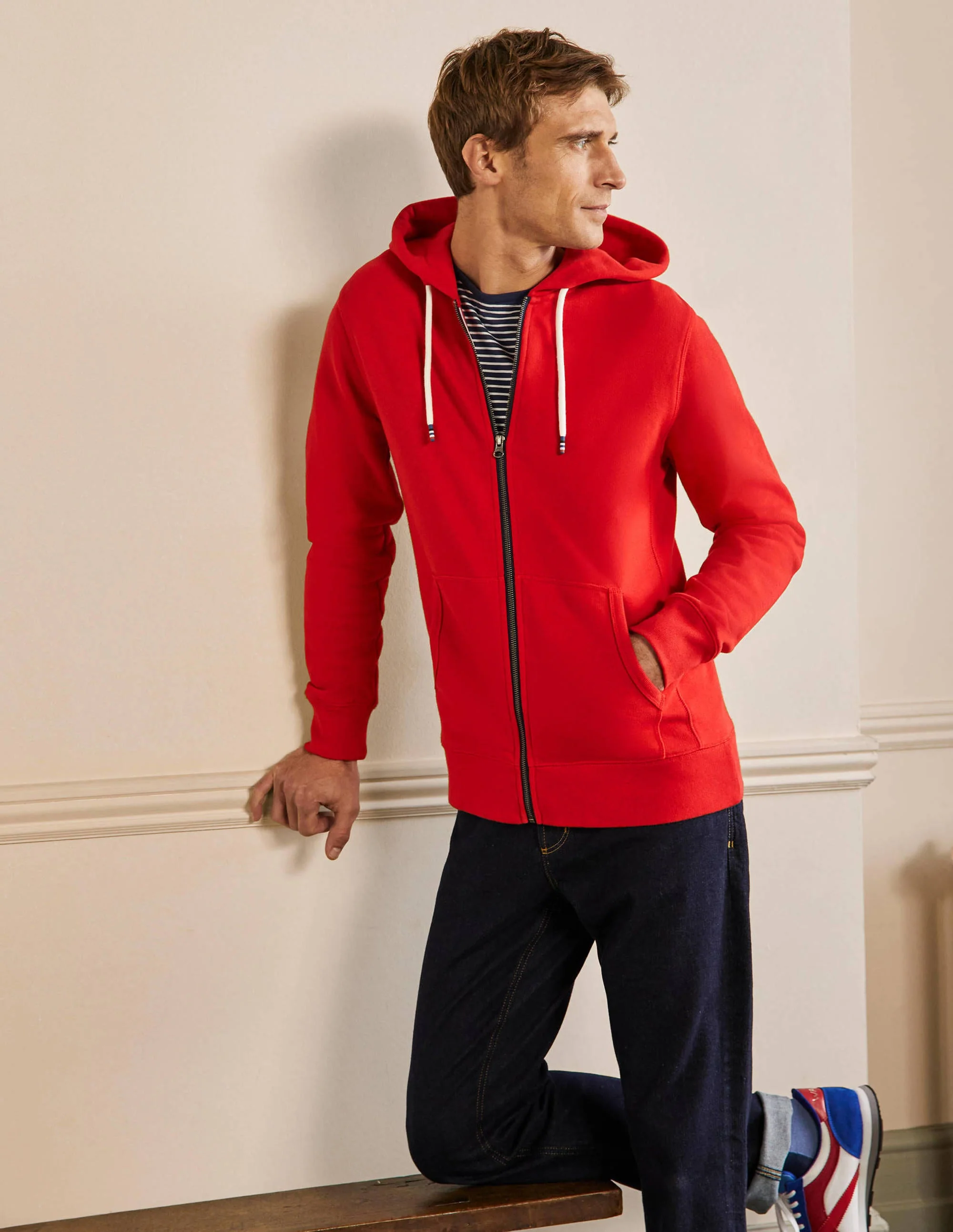 Irvine Zip Up Hoodie-Post Box Red