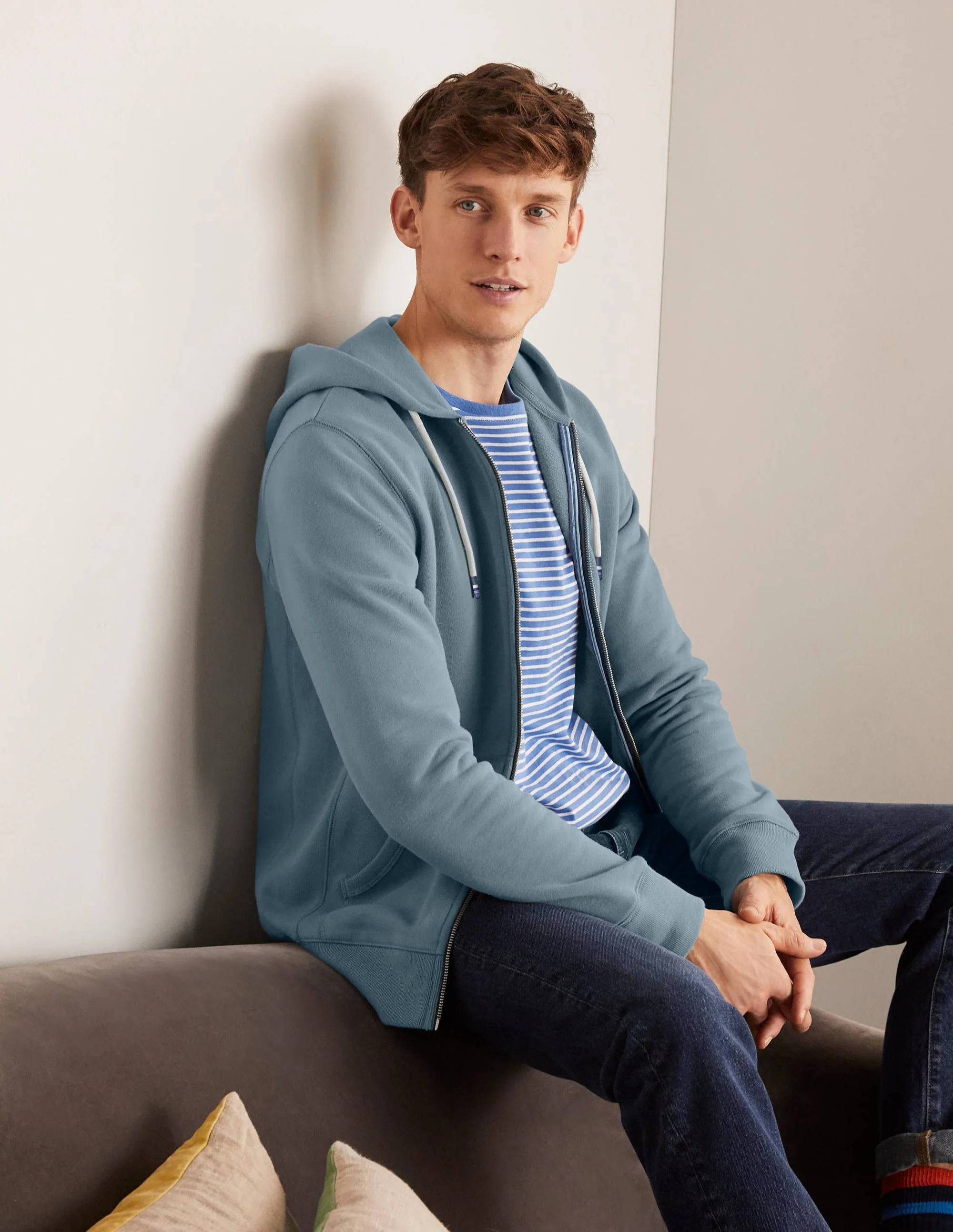 Irvine Zip Up Hoodie-Topaz Blue - Image 2