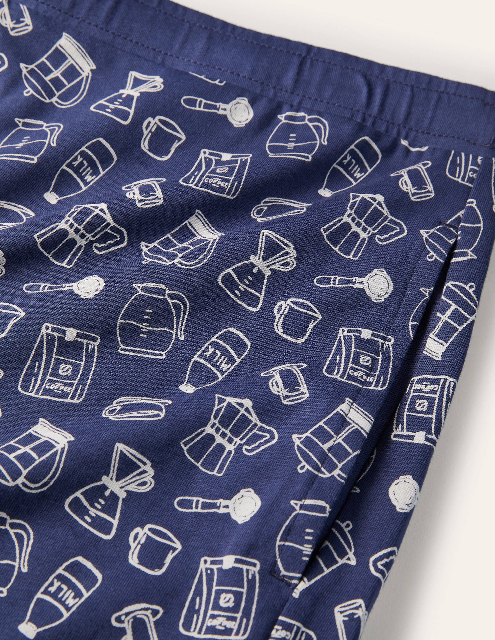 Jersey Pajama Short Set-Navy Coffee Print - Image 7