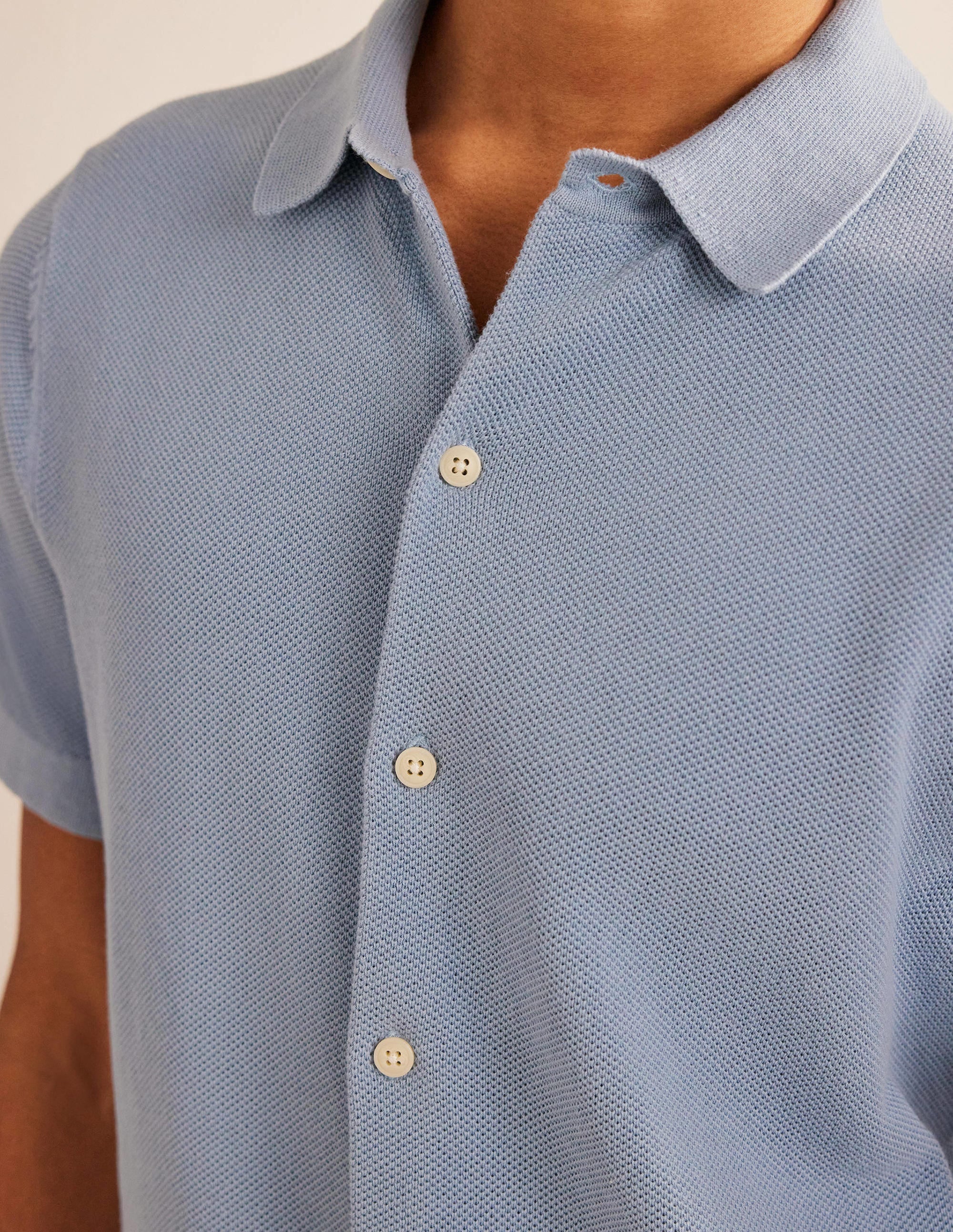 Knitted Short Sleeve Shirt-Washed Blue - Image 2