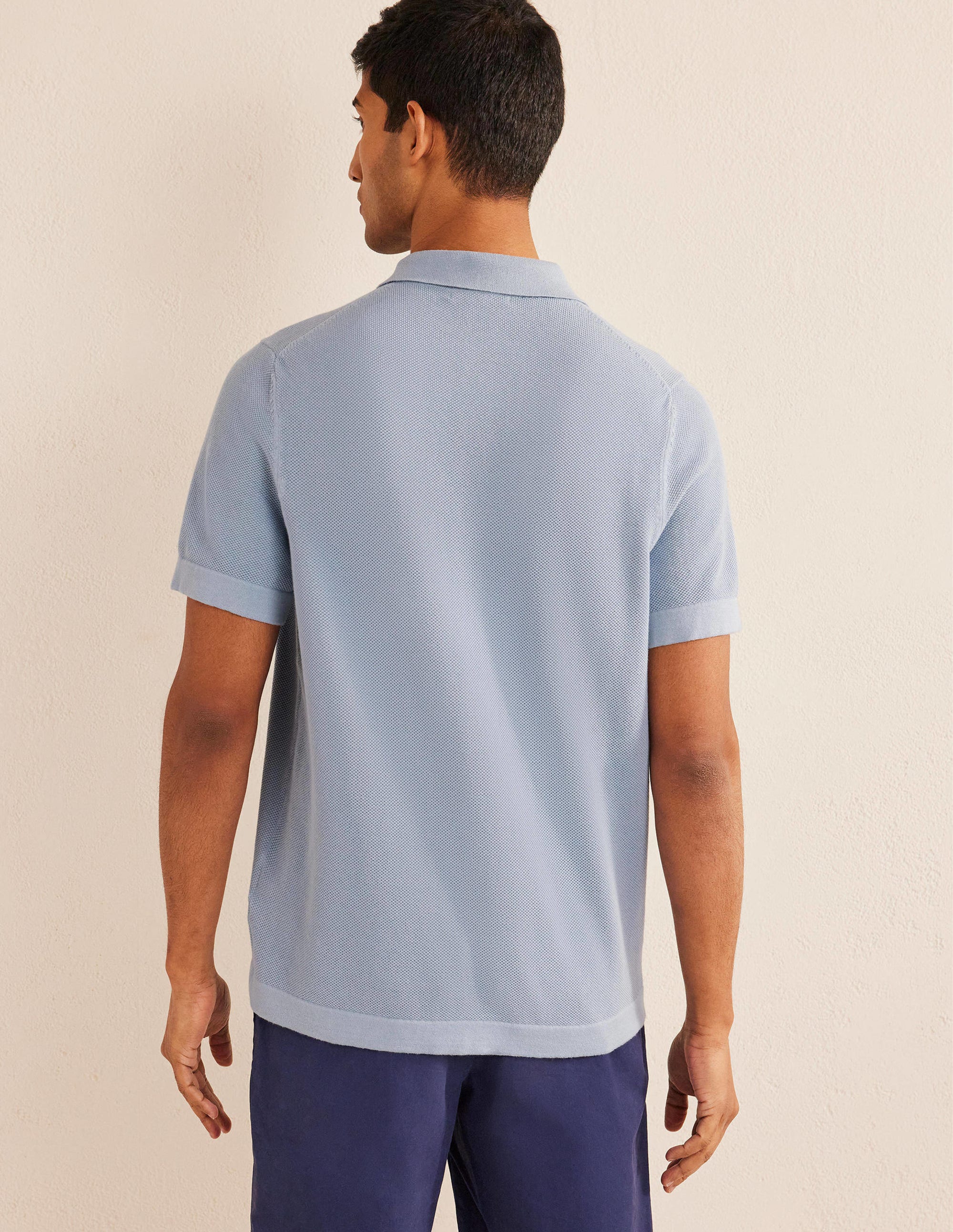 Knitted Short Sleeve Shirt-Washed Blue - Image 3