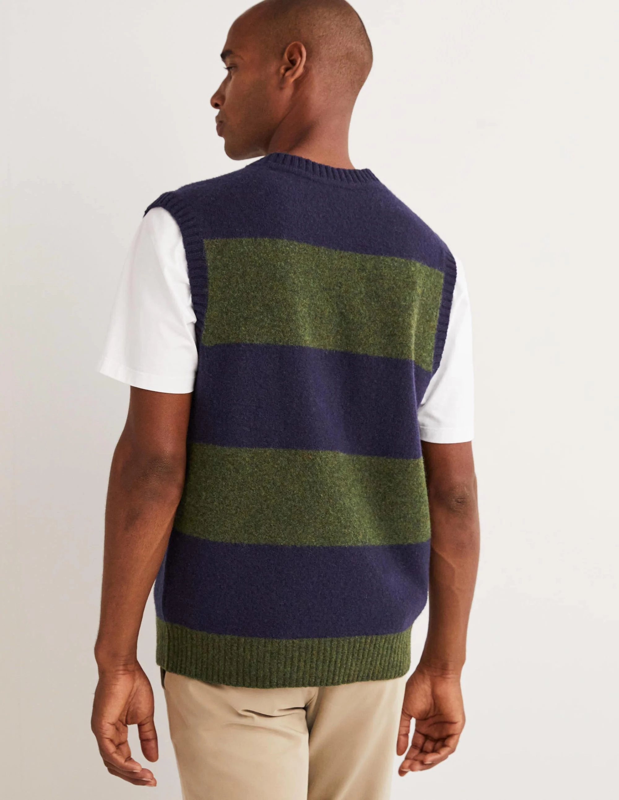 Knitted Sweater Vest-Highland Green/Navy - Image 3