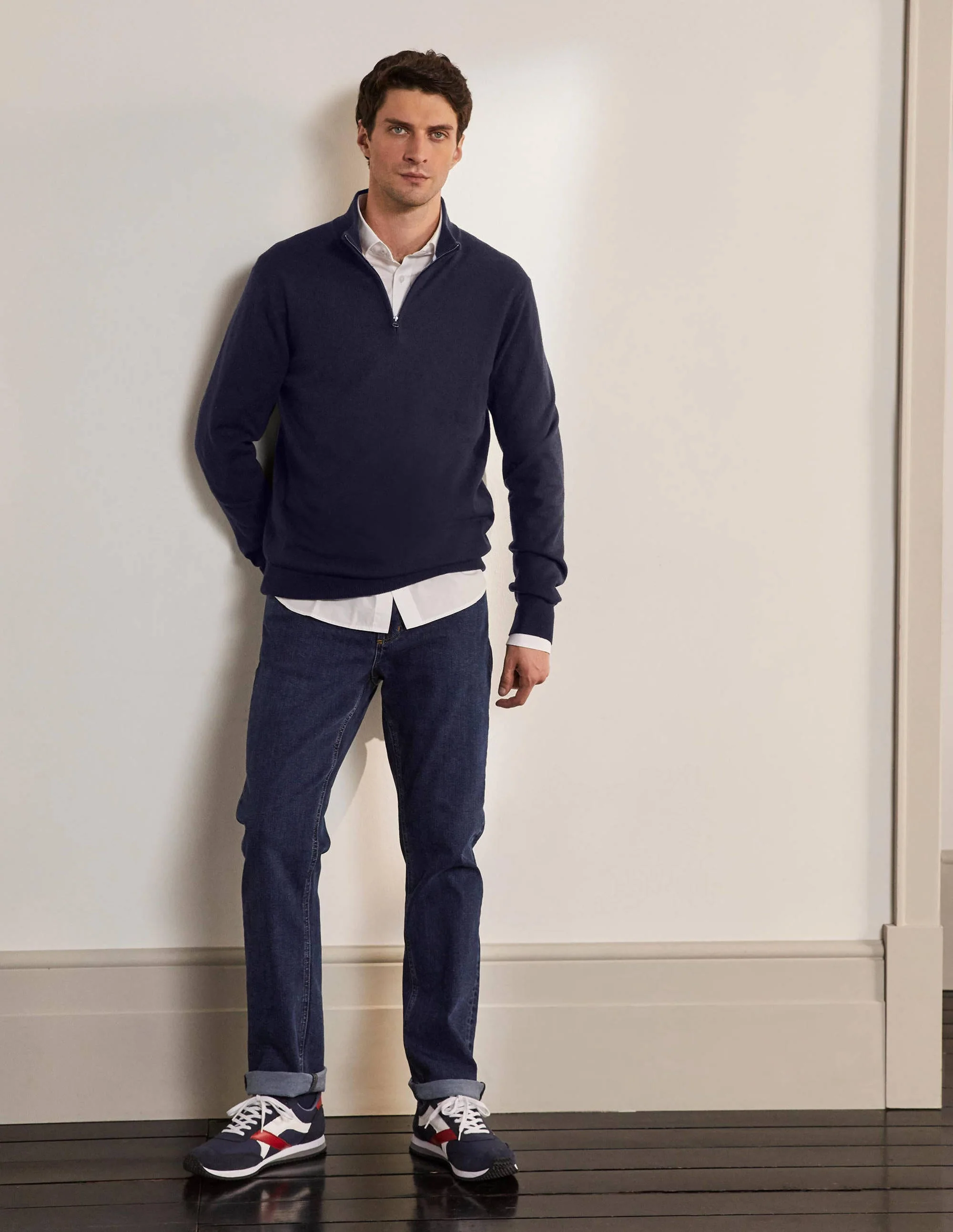 Lambswool  Blend Half-Zip-Navy - Image 2