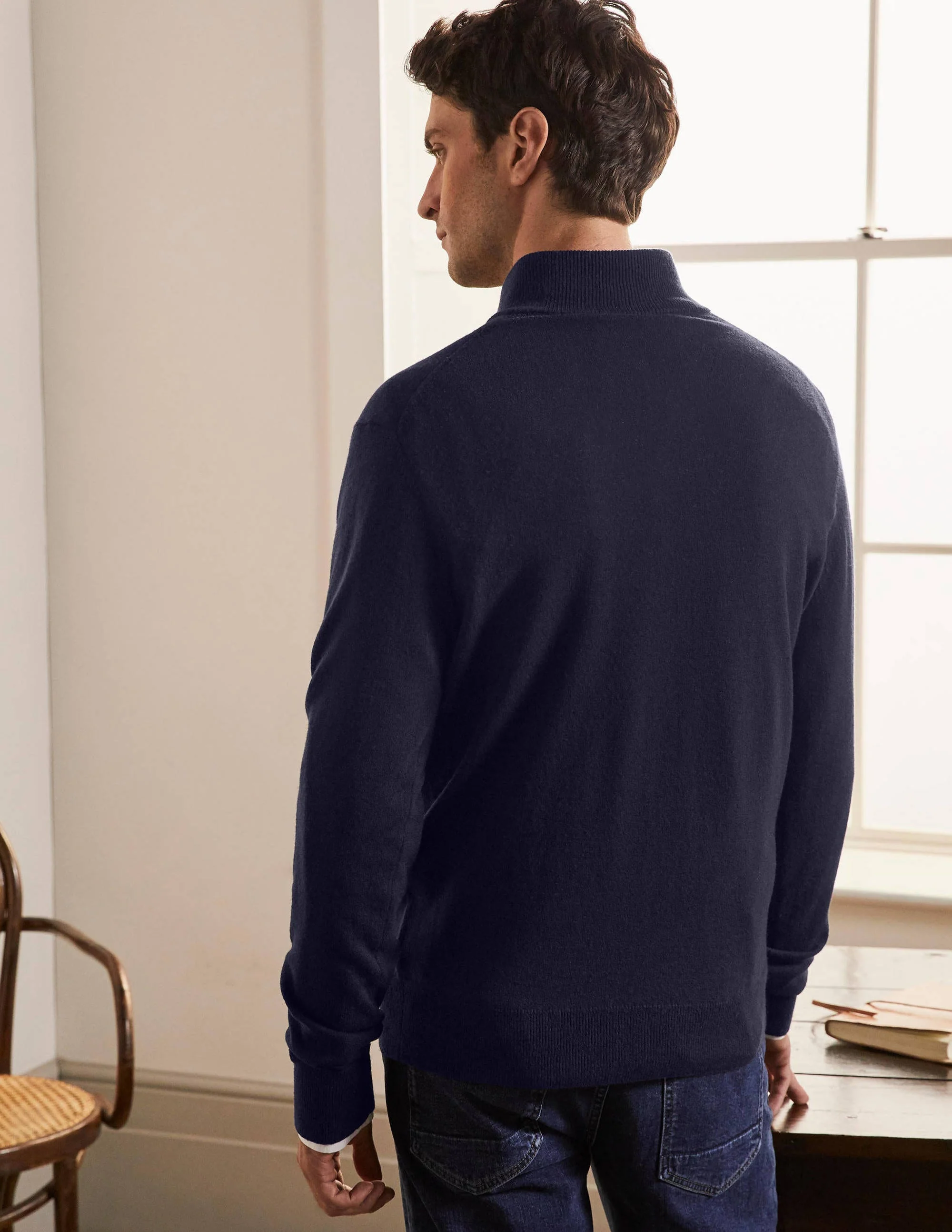 Lambswool  Blend Half-Zip-Navy - Image 3