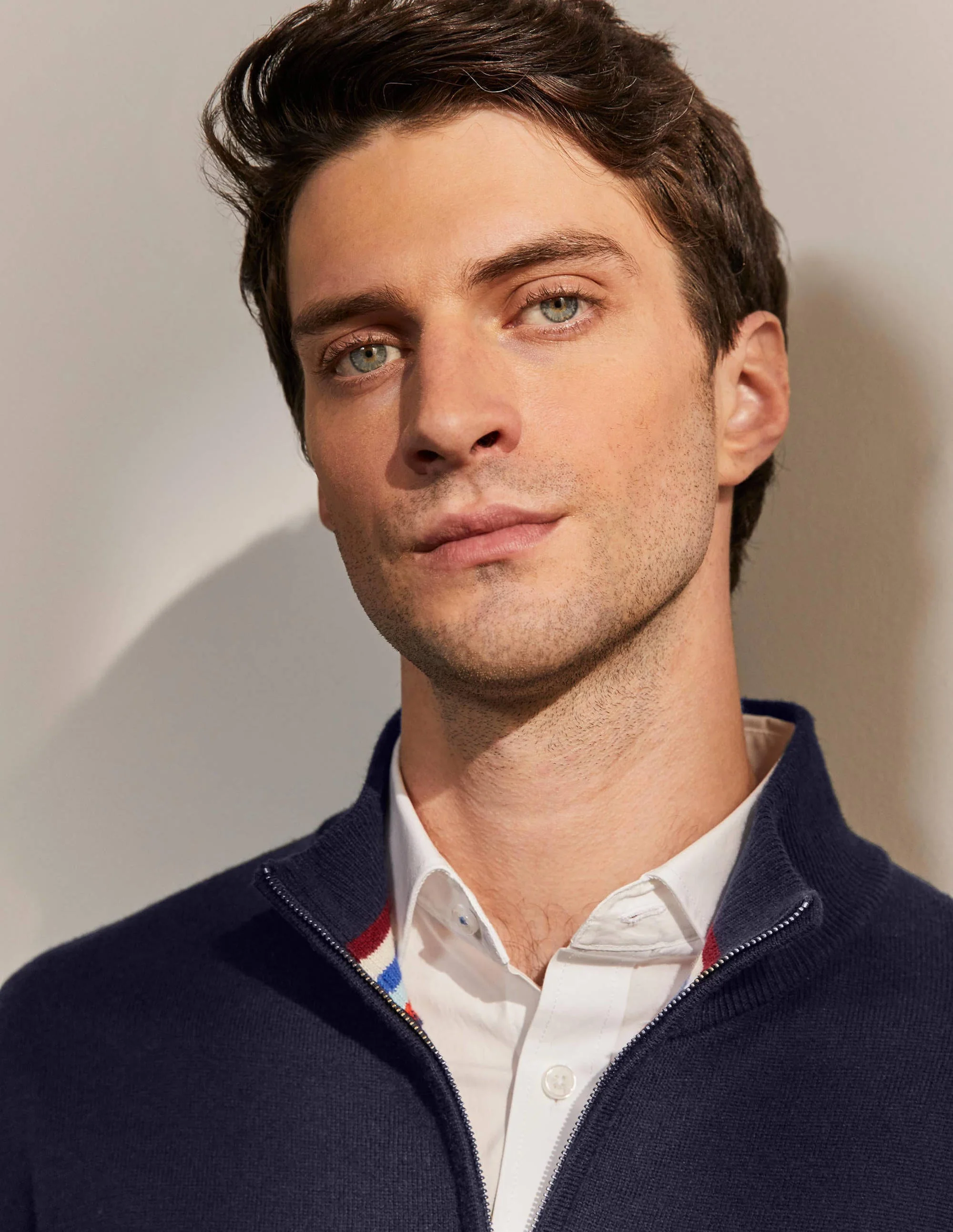 Lambswool  Blend Half-Zip-Navy - Image 4
