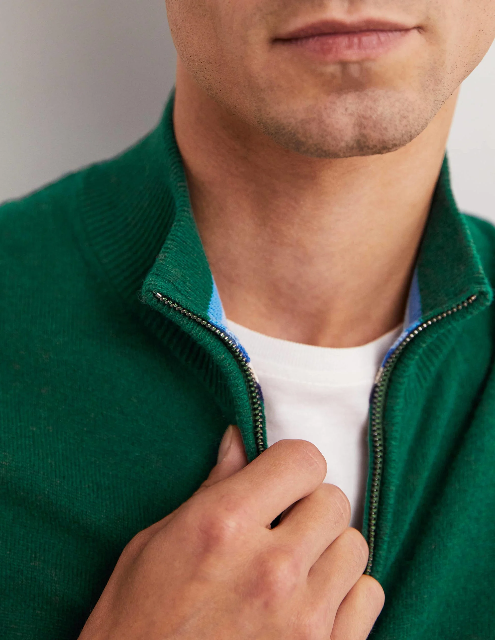 Lambswool Half-Zip-Forest Green - Image 2