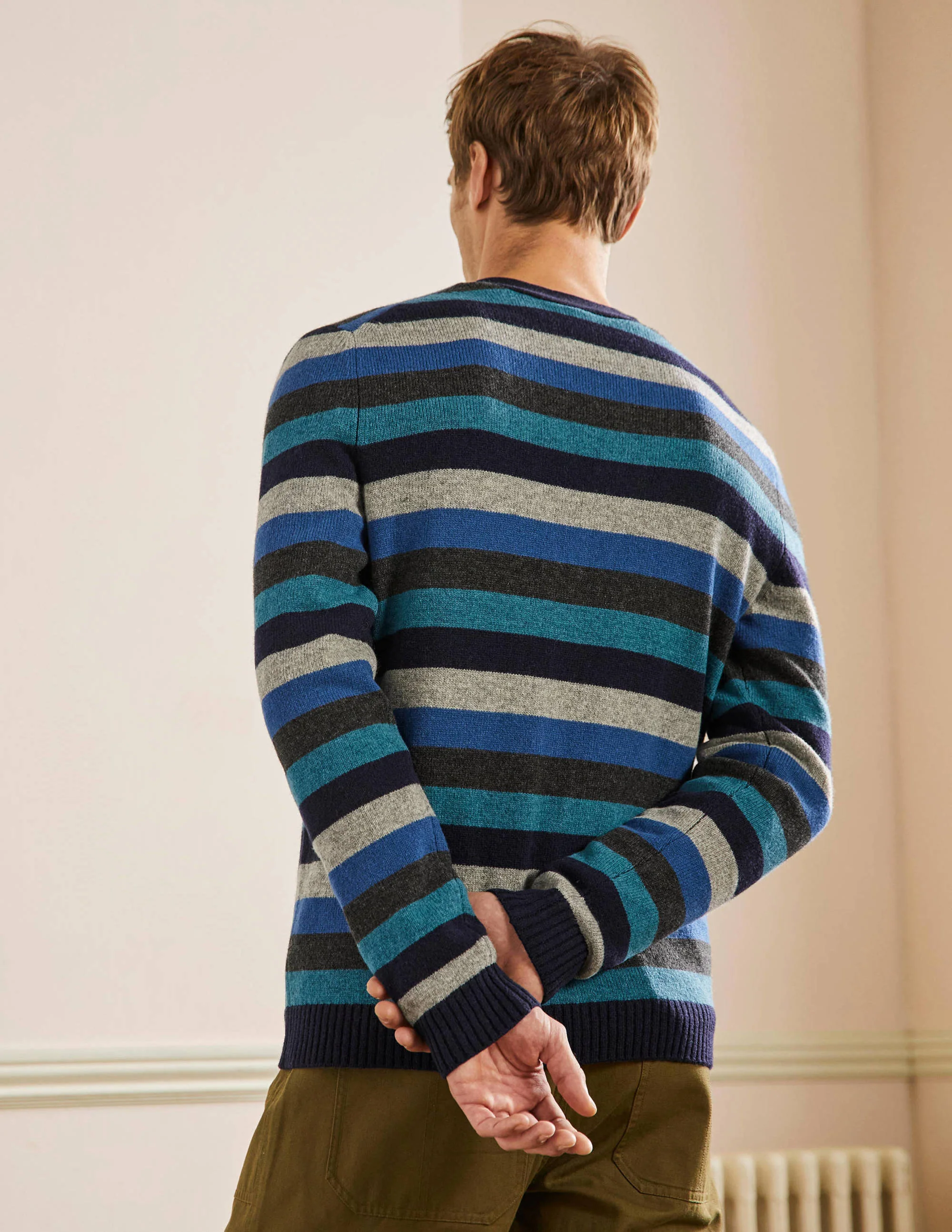 Lambswool Stripe Cardigan-Multi Stripe - Image 3