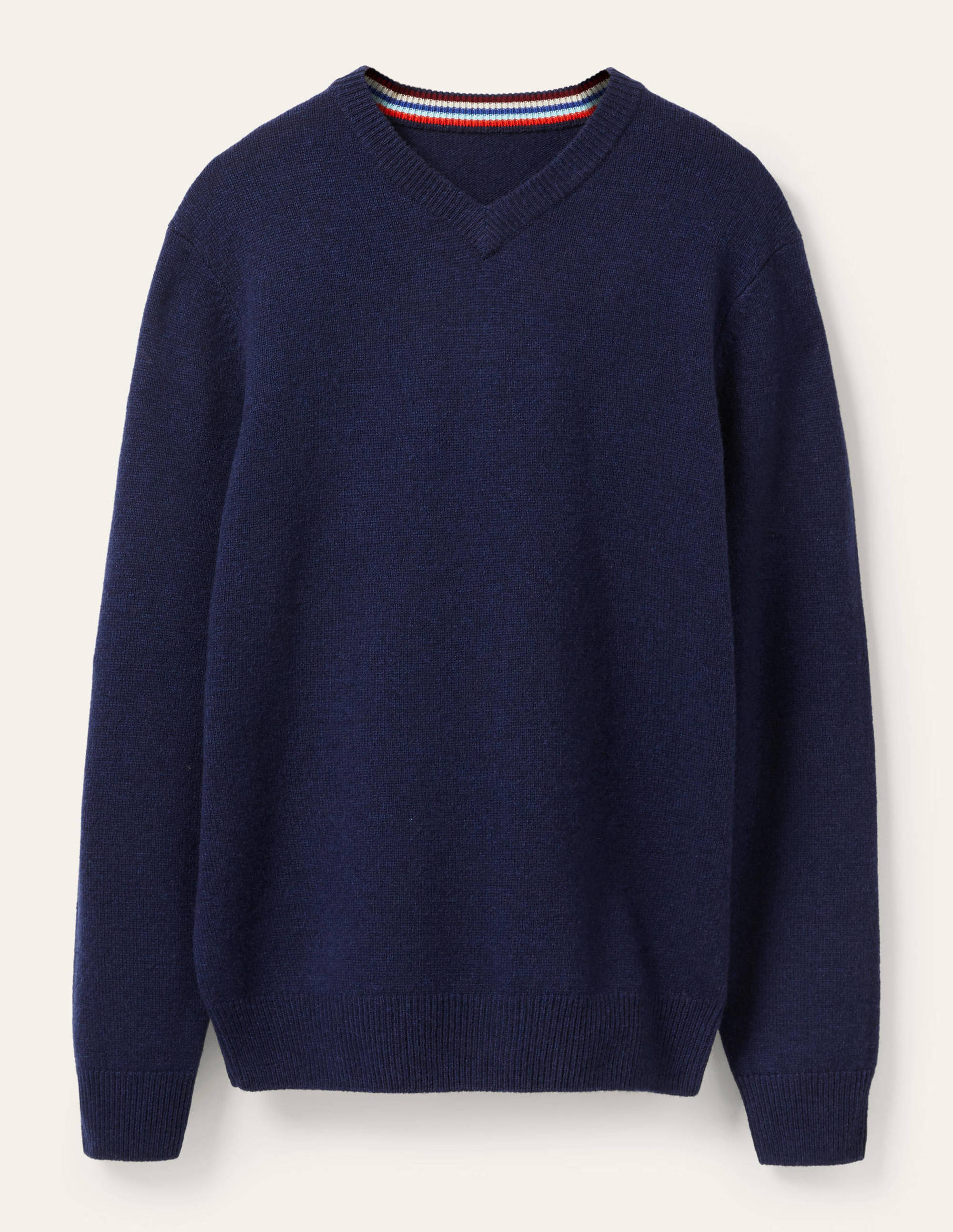 Lambswool V-neck-Space Navy - Image 5